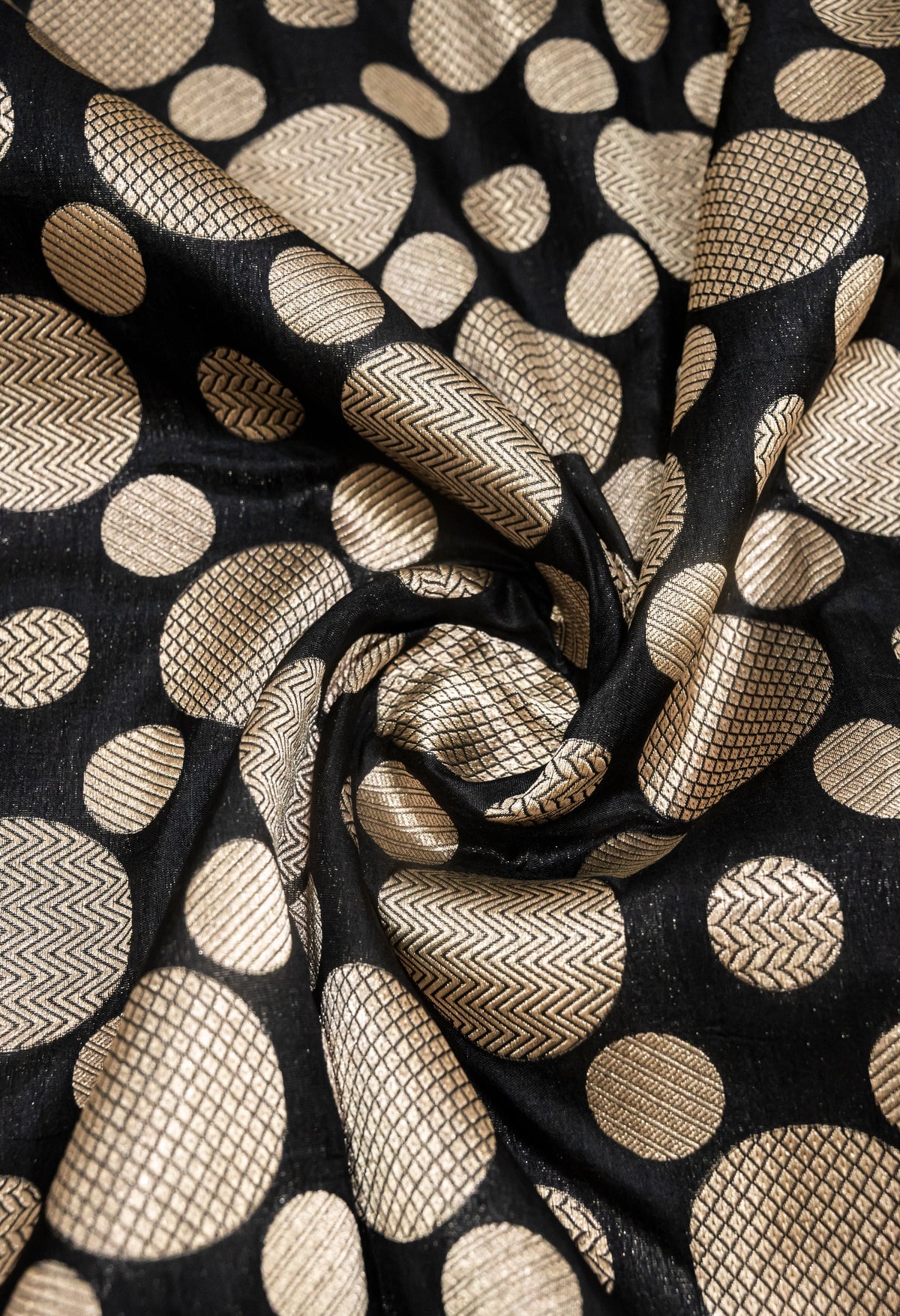 Pure Katan Silk Banarasi Handwoven Saree | Black with Gold Zari Buta | Uppada Weave | Bridal Wedding Saree