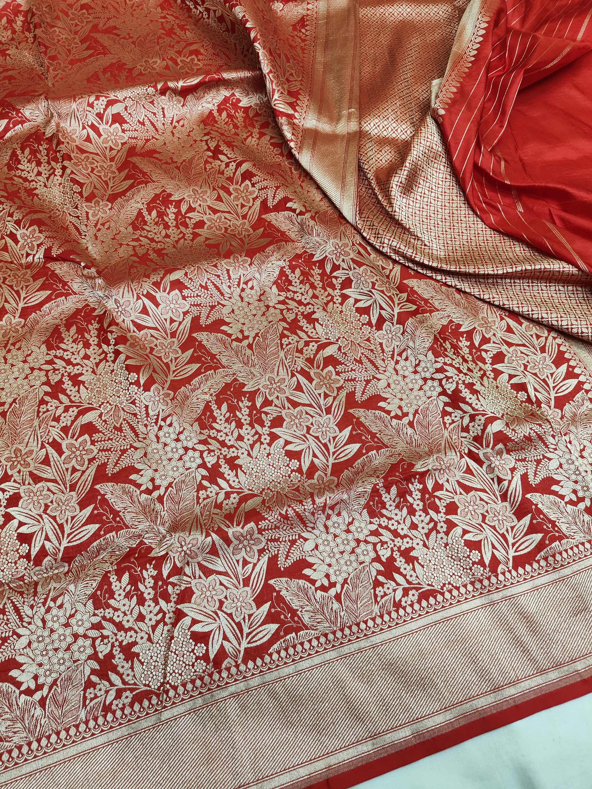 Pure Katan Silk Brocade Saree – Handwoven Banarasi Saree for Weddings & Festive Wear