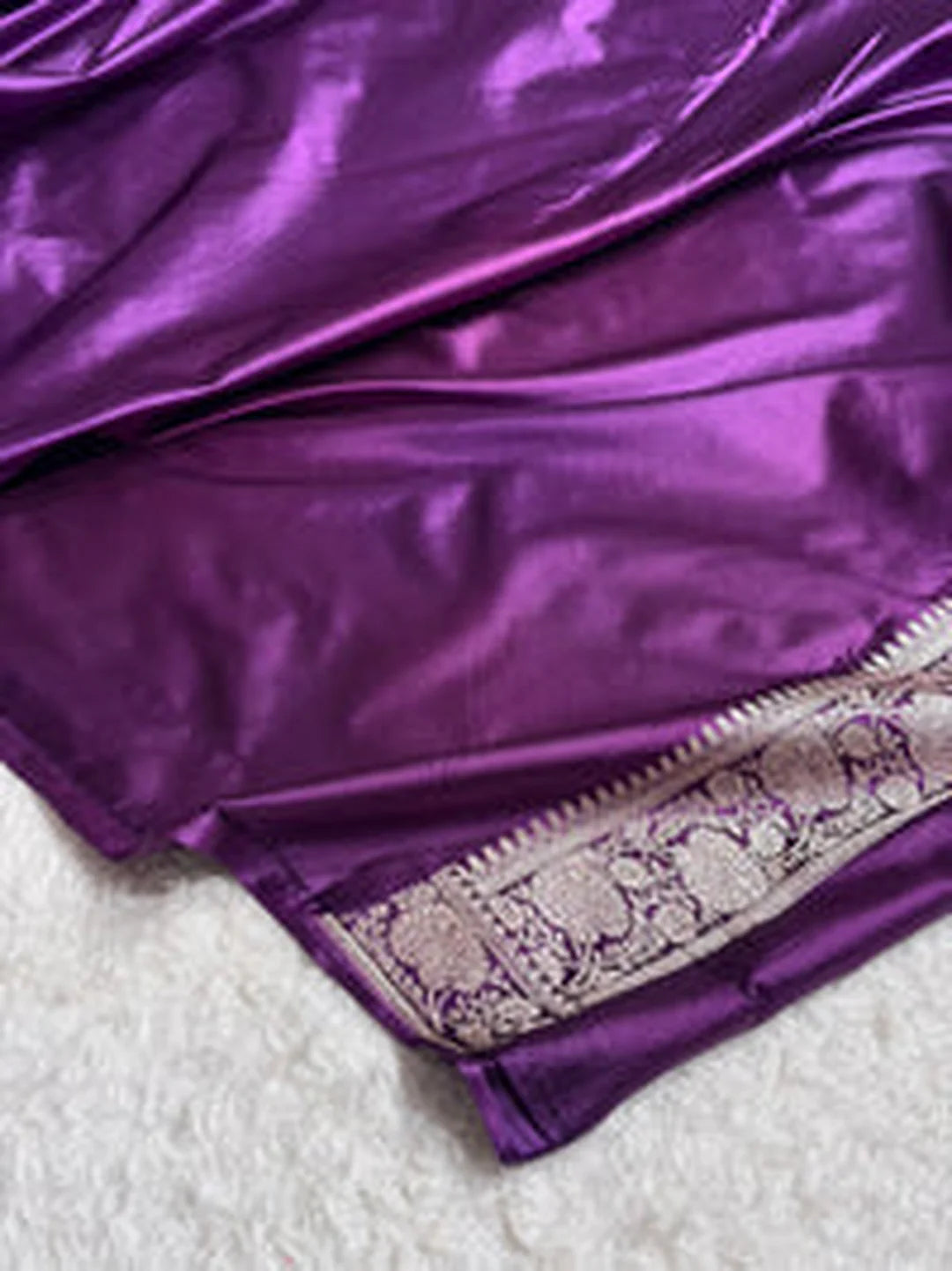 Violet Florals — Mashru Silk Banarasi Saree in Purple