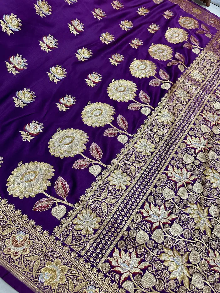 Premium Satin Katan Silk Saree | Banarasi