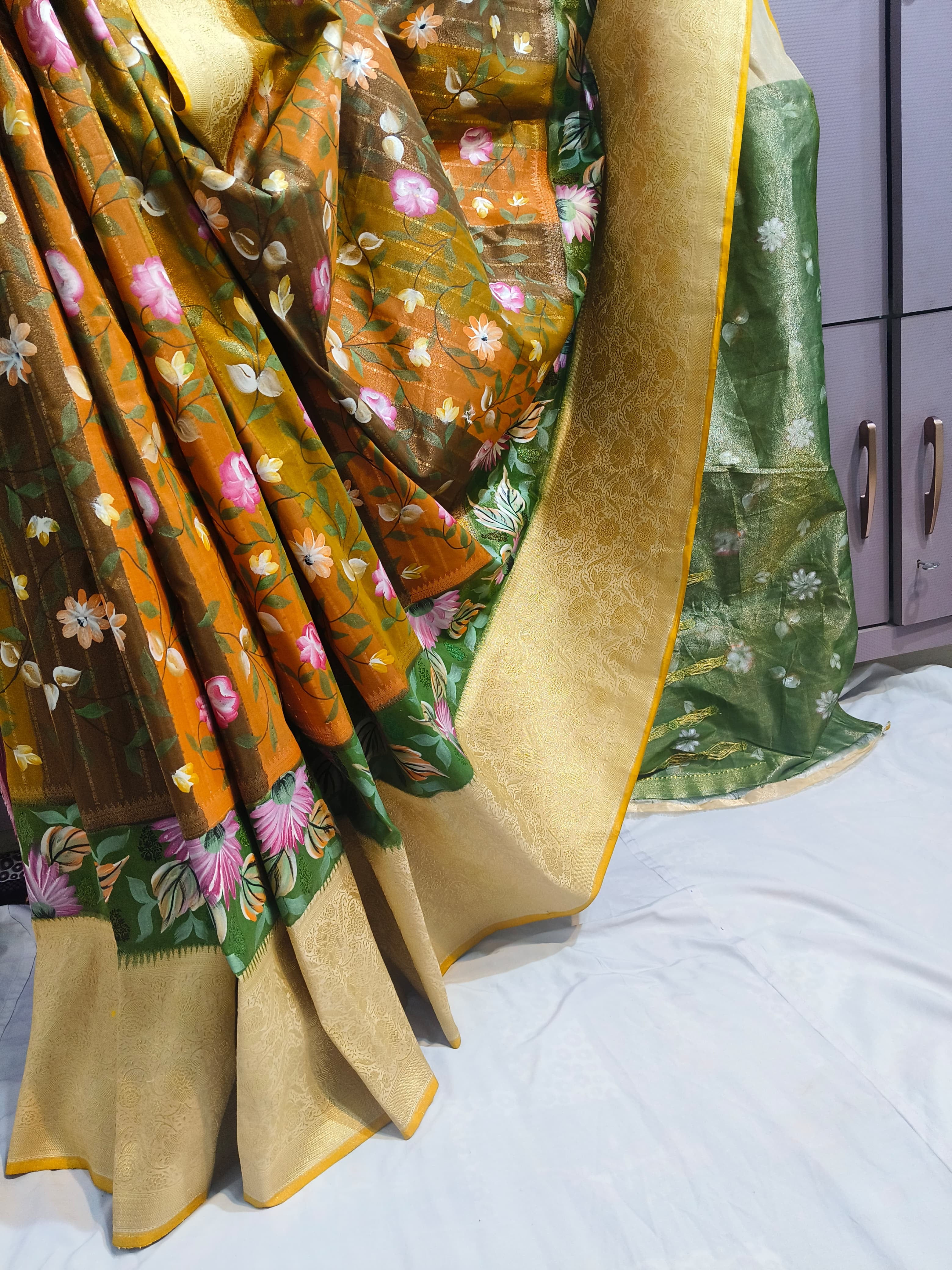 Pure Katan Rangkat Silk Kadhwa Handloom Saree – Real Gold Zari Banarasi Masterpiece