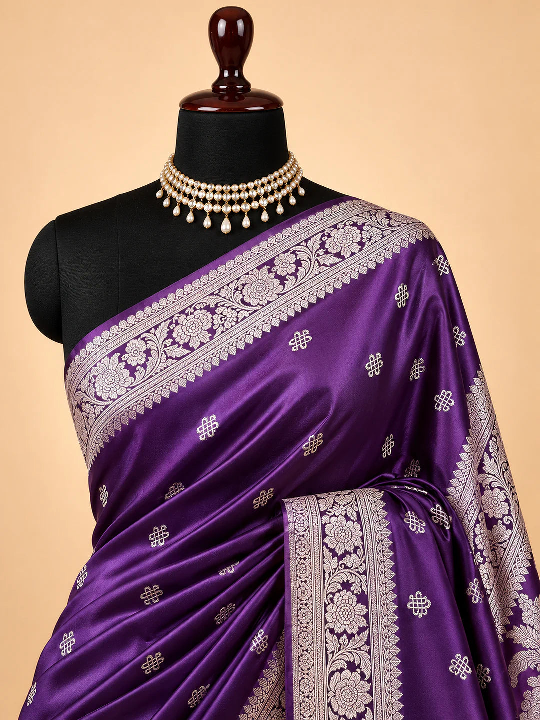 Violet Garden — Mashru Silk Banarasi Saree in Purple