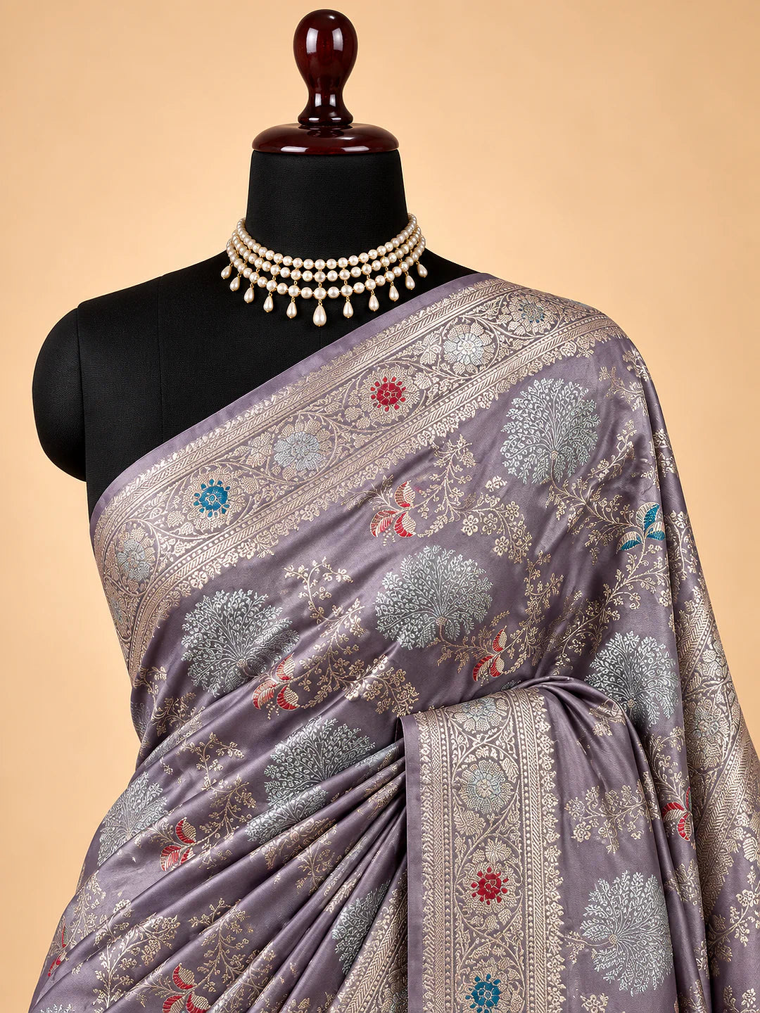 Lavender Reverie — Mashru Silk Banarasi Saree in Dusty Lavender