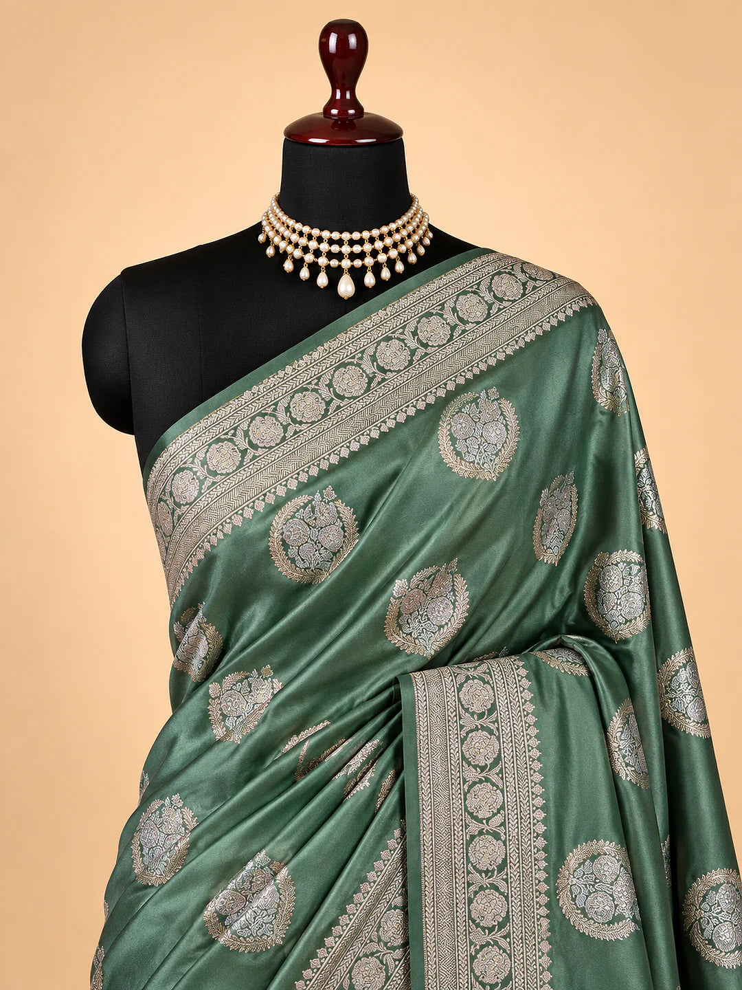 Silver Dew — Mashru Silk Saree in Sea Green