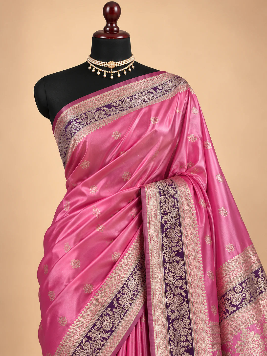 Blush Petals — Mashru Silk Banarasi Saree in Baby Pink