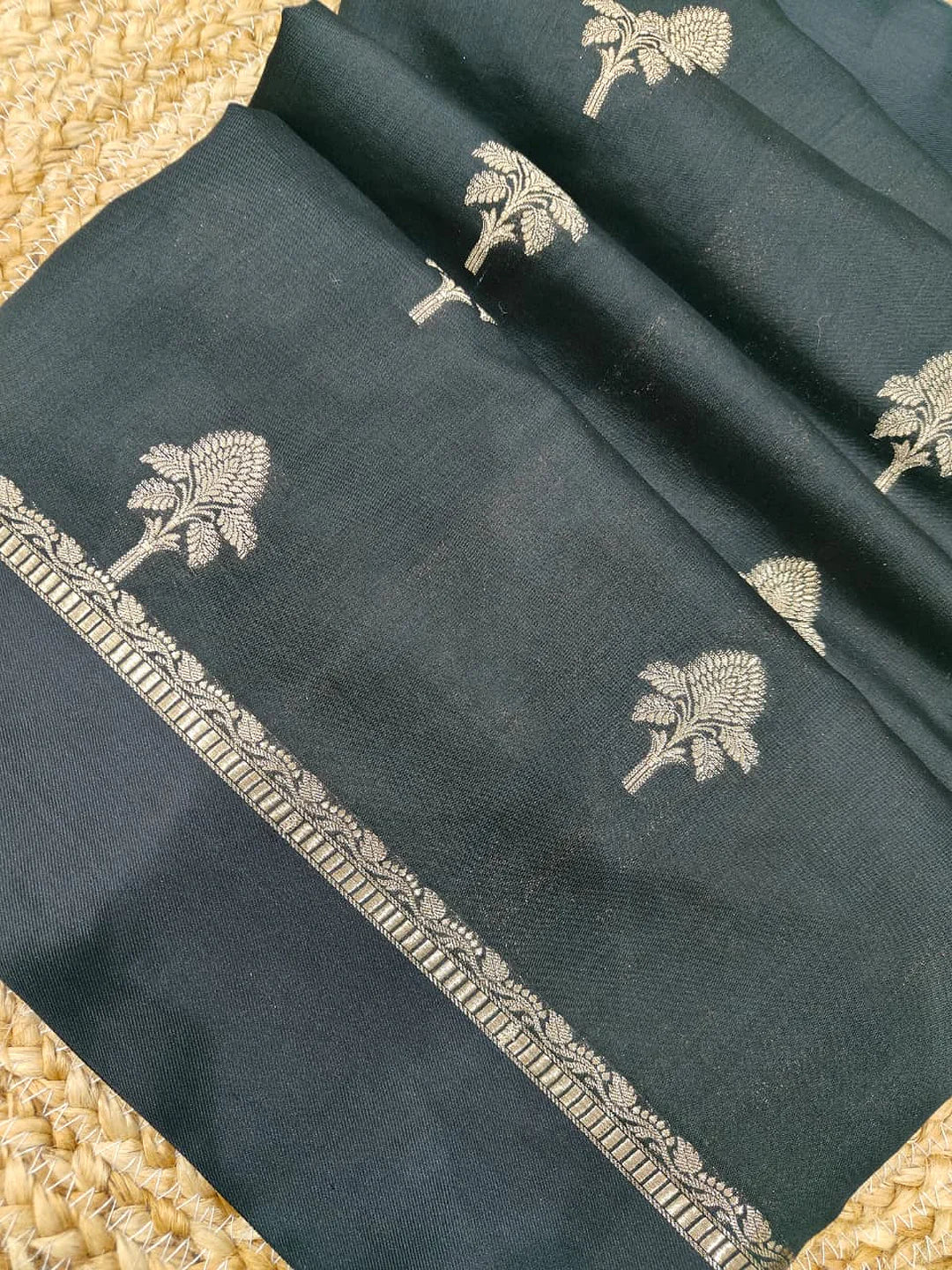 Pure Chiniya Silk Banarasi Saree with Satin Border | Heritage Zari Woven Saree
