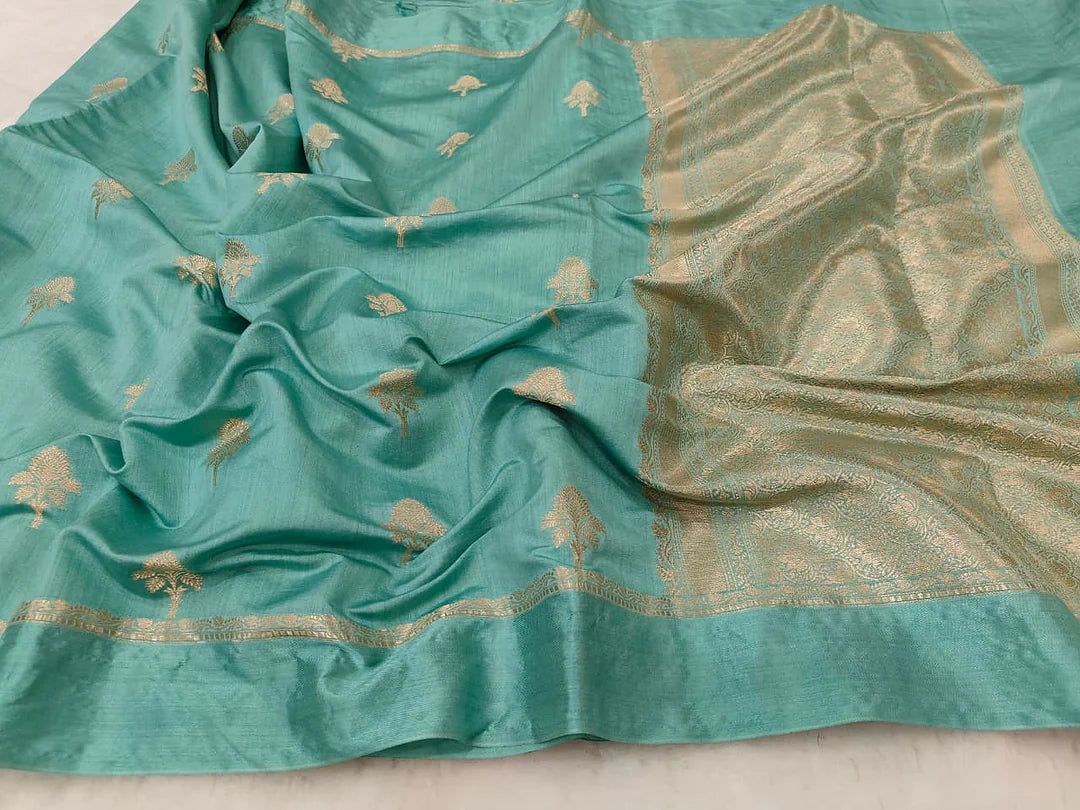 Pure Chiniya Silk Banarasi Saree | Geometric Zari Woven Luxury Saree from Varanasi