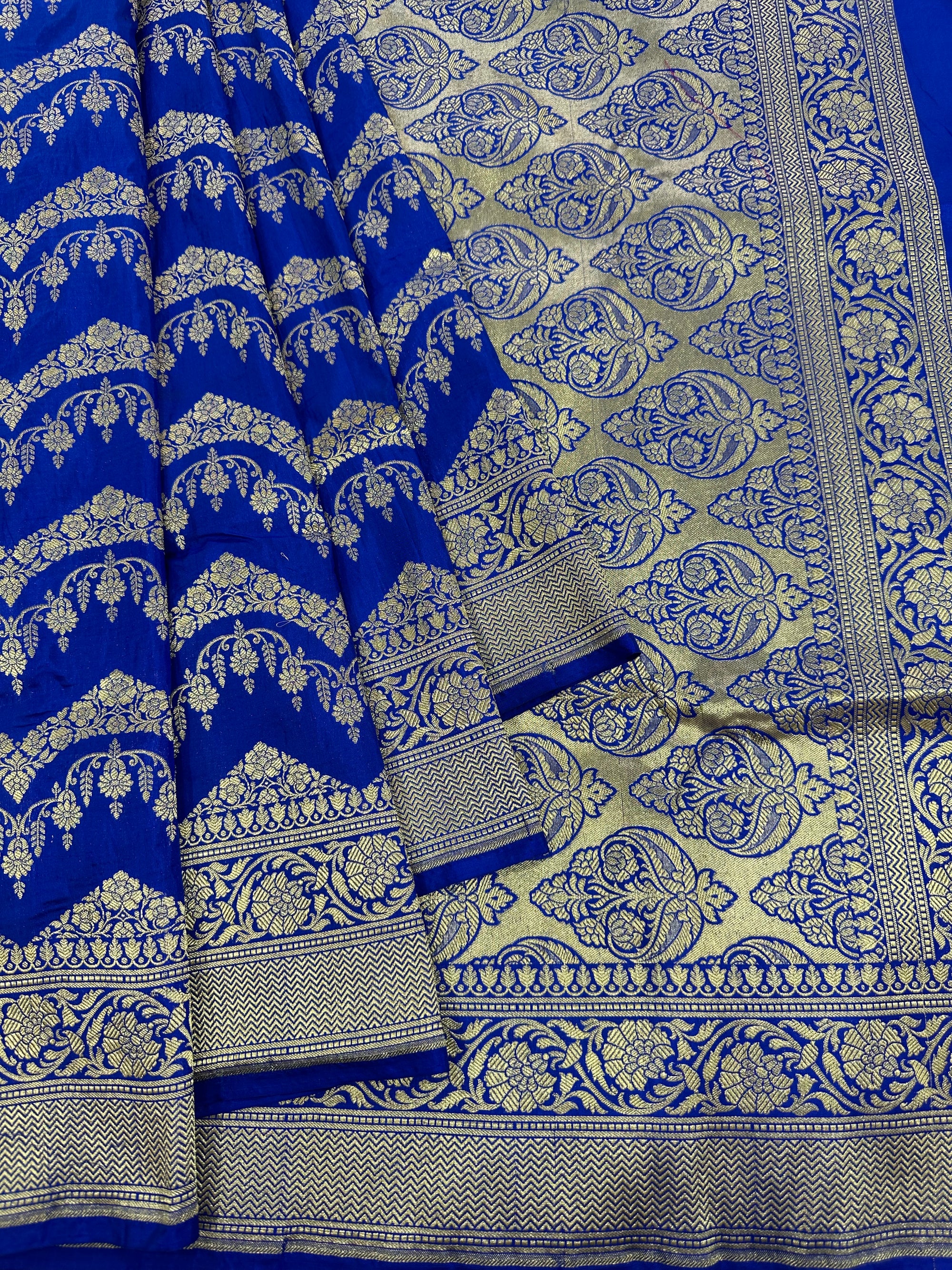 Royal Blue Pure Katan Silk Jaalwork Banarasi Saree