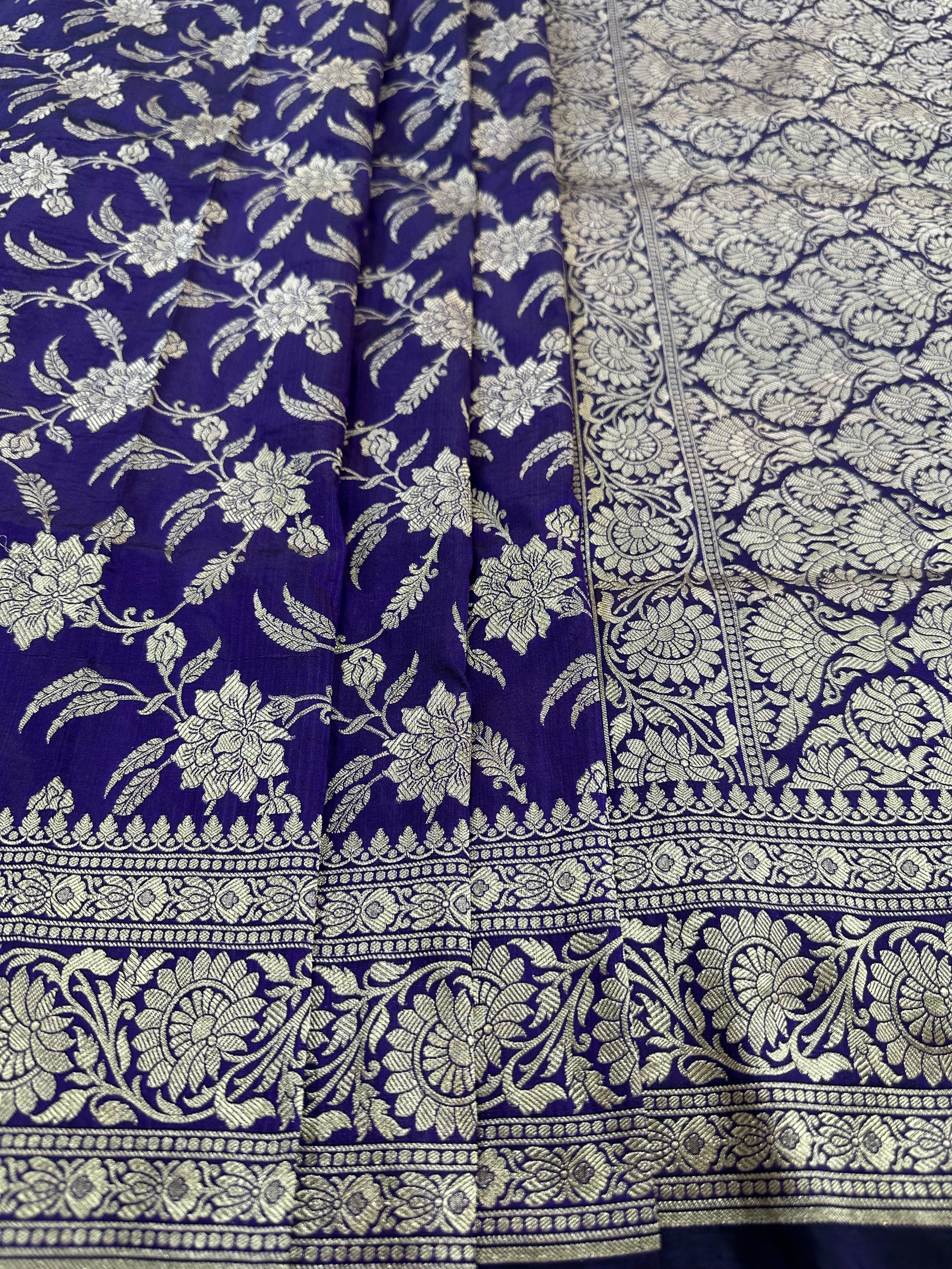 Nevi Blue Pure Katan Silk Jaalwork Banarasi Saree