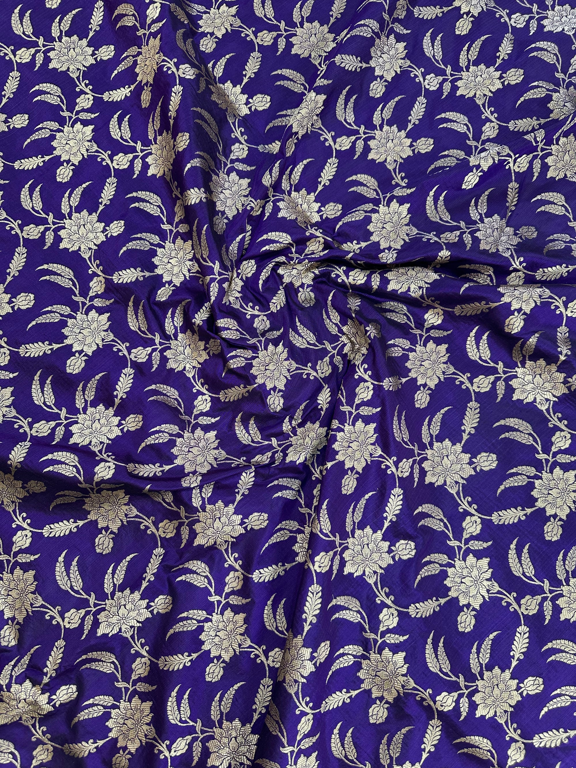 Nevi Blue Pure Katan Silk Jaalwork Banarasi Saree