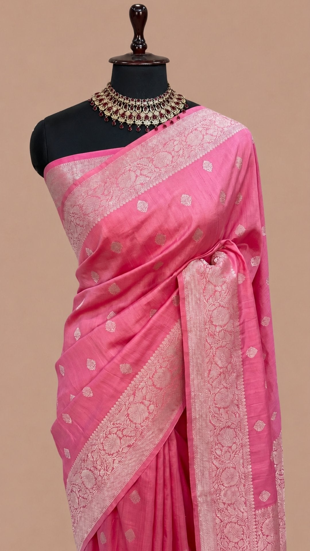 Pure Chiniya Silk Banarasi Saree | Shikargah Zari Woven Saree from Varanasi