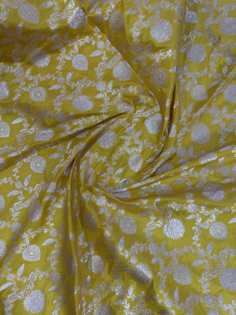 Handwoven Pure Katan Silk Banarasi Saree Gold Silver Jaal Design Sona Rupa Zari - Katan Banaras