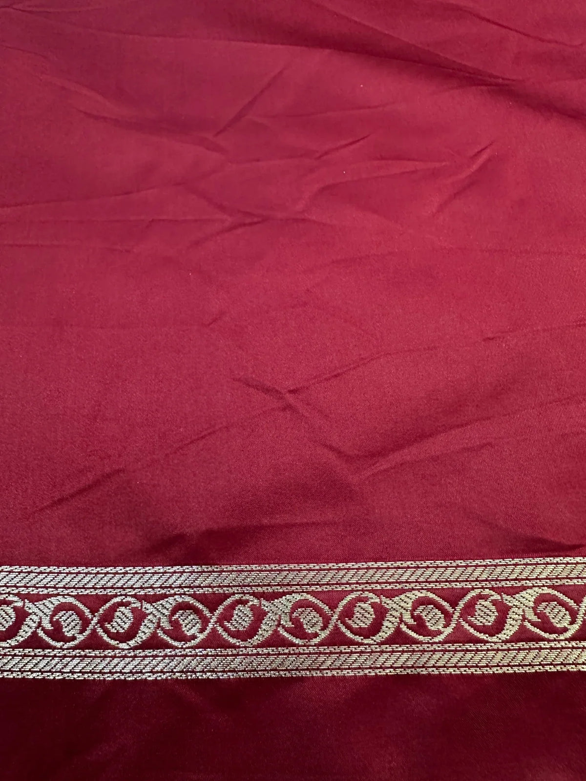 Deep Maroon Mashru Silk Zari Open Border Carry Aanchal Booti Saree - Katan Banaras