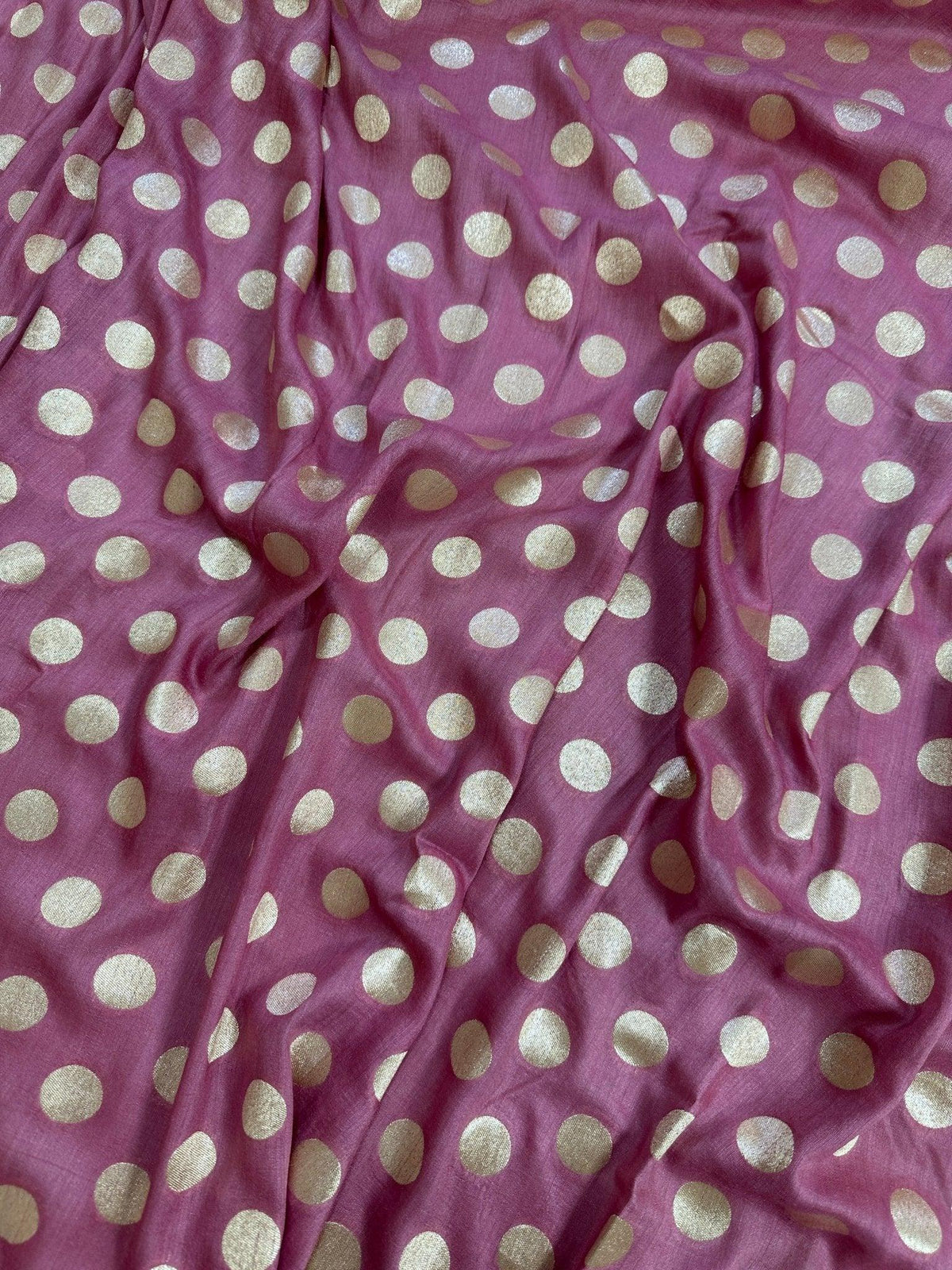 Dusty Rose Pink Pure Moonga Silk Banarasi Saree - Uppada Handwoven Festive Wear - back view | Pure Moonga Silk Banarasi Saree