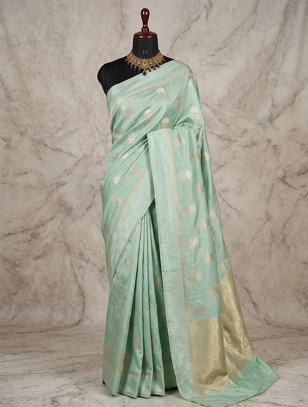 Pure Chiniya Silk Banarasi Saree with Satin Border | Jaal Zari Woven Luxury Saree
