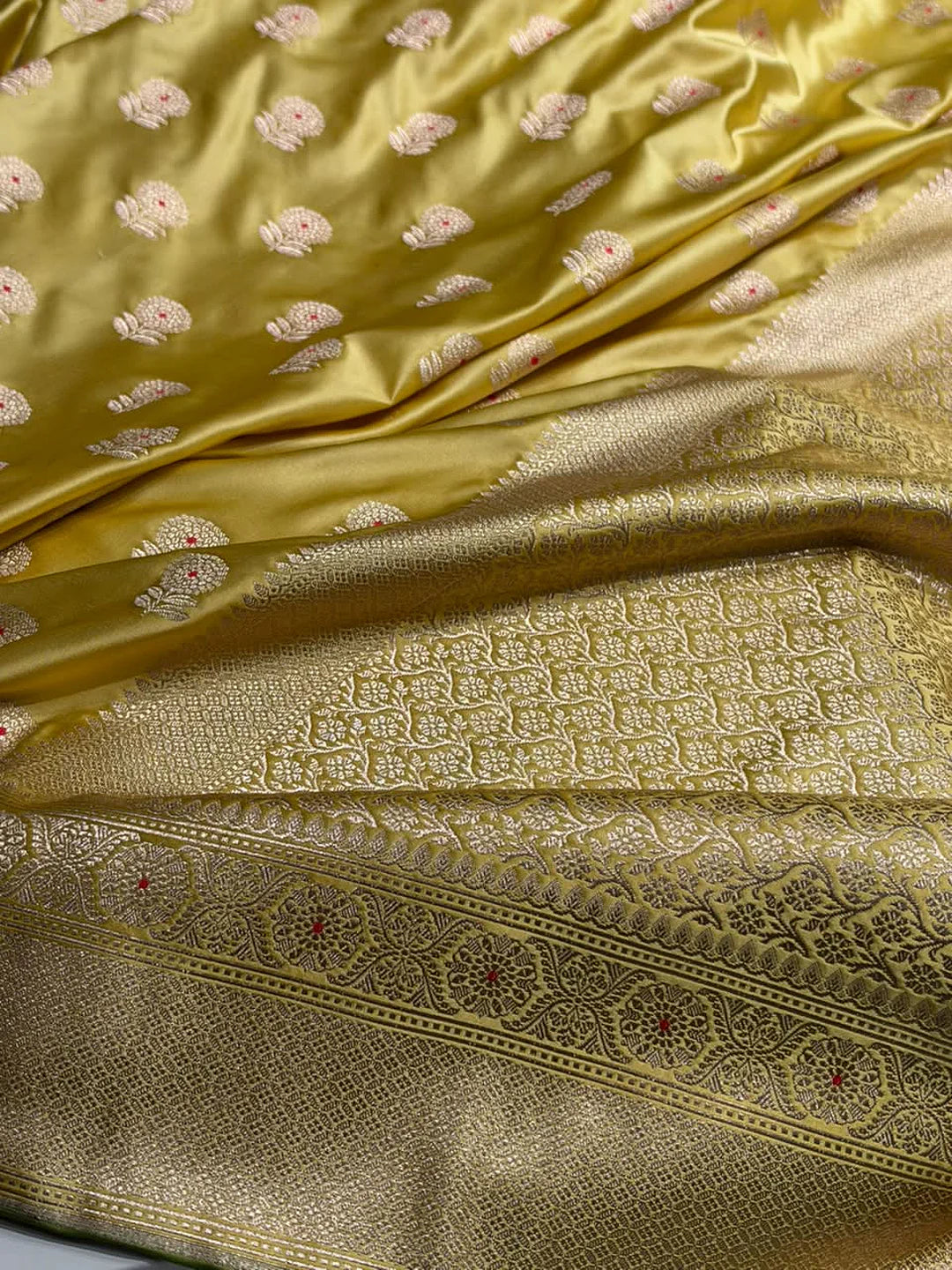 Lemon Bloom — Mashru Silk Banarasi Saree in Lemon Yellow