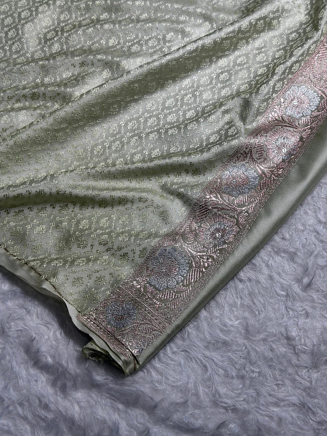 Ivory Bloom — Mashru Silk Banarasi Saree in Ivory
