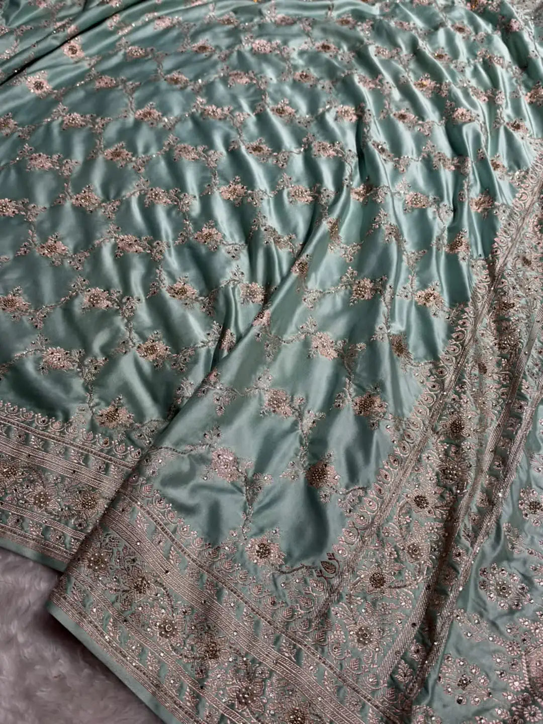 Crystal Cascade — Mashru Silk Saree in Powder Blue