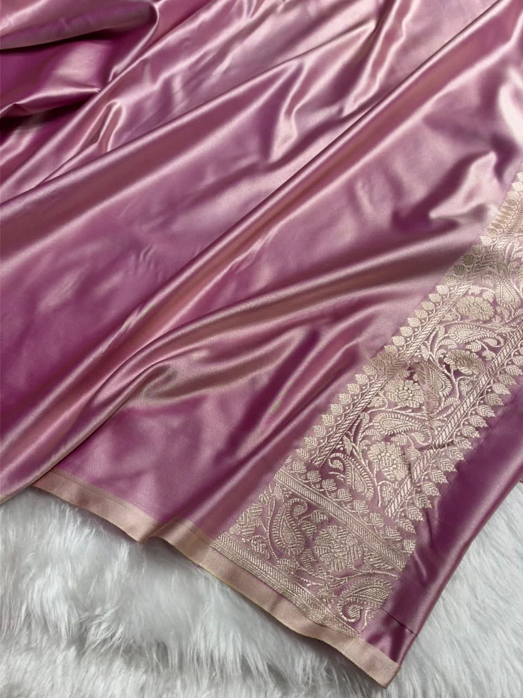 Rosewood Romance — Mashru Silk Banarasi Saree in Dark Wine