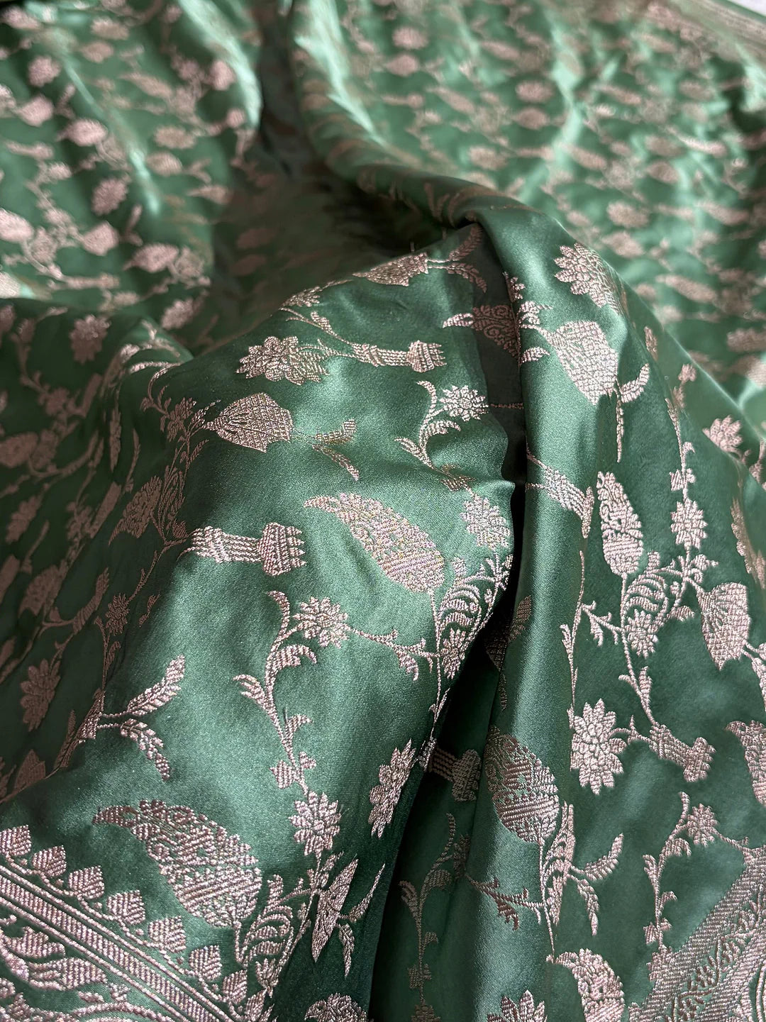 Silver Tide — Mashru Silk Banarasi Saree in Sea Green