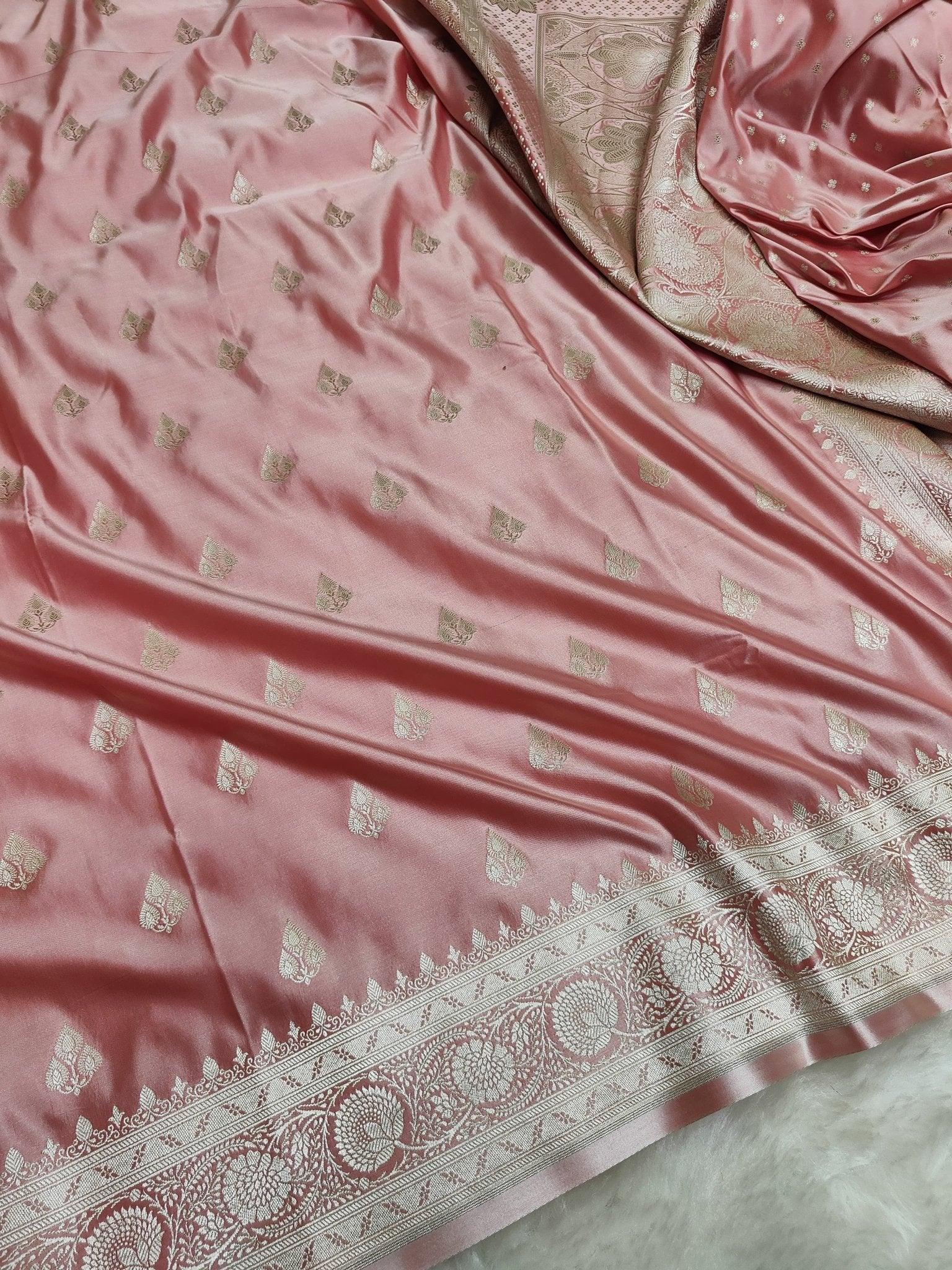Mashroo Silk Banarasi Saree with gold zari work - Katan Banaras