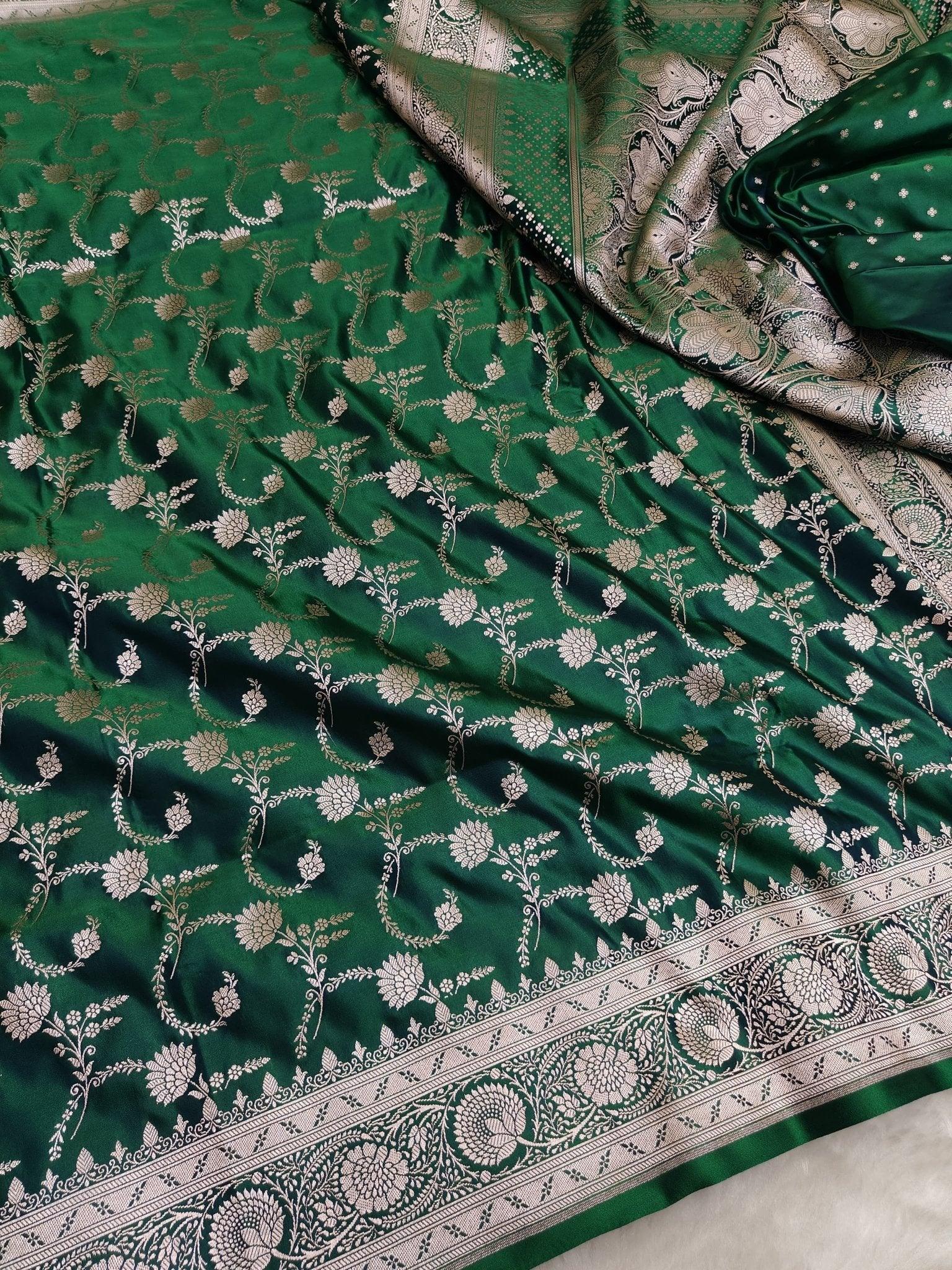 Mashroo Silk Banarasi Saree with gold zari work - Katan Banaras