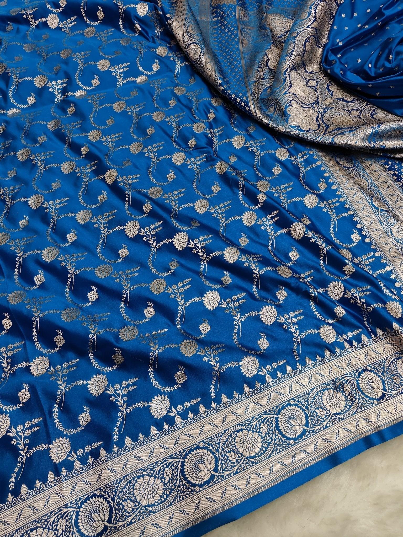 Mashroo Silk Banarasi Saree with gold zari work - Katan Banaras