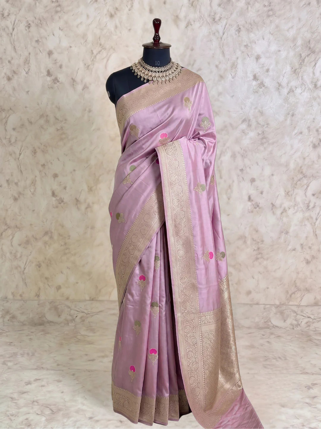 Pure Katan Silk Kadhwa Buta Handloom Banarasi Saree | Baby Pink | Katan Banaras