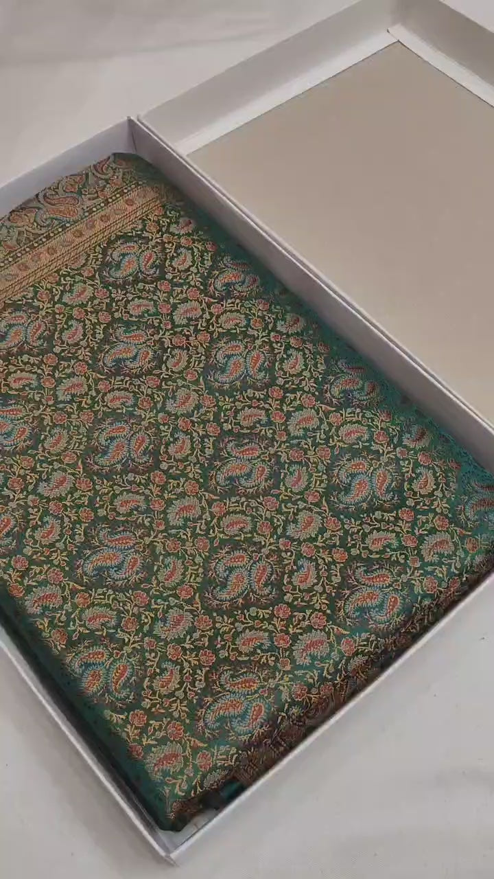 Mashroo Tanchui Silk Banarasi Saree with Meenakari Weave