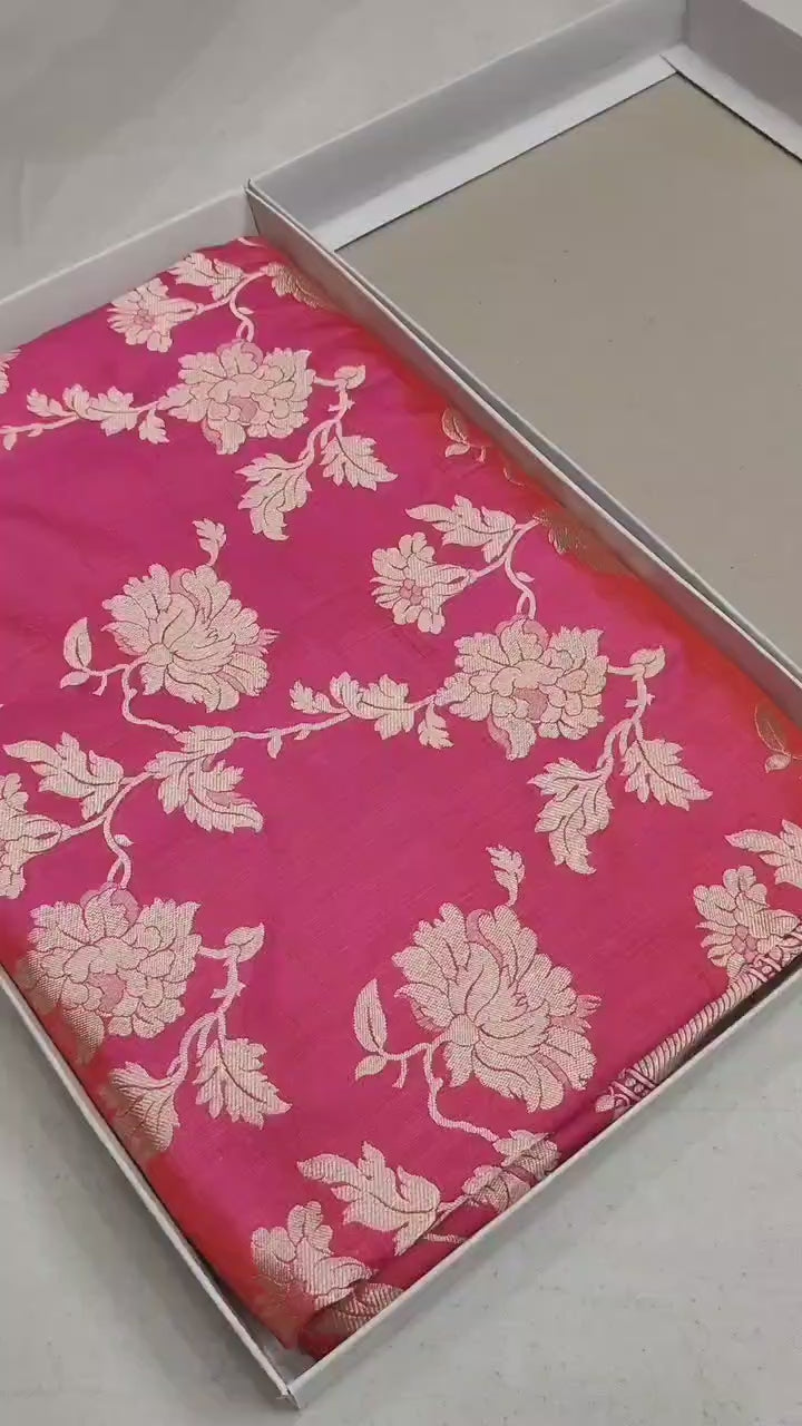 Pure Katan Silk Banarasi Saree with Jaal Work
