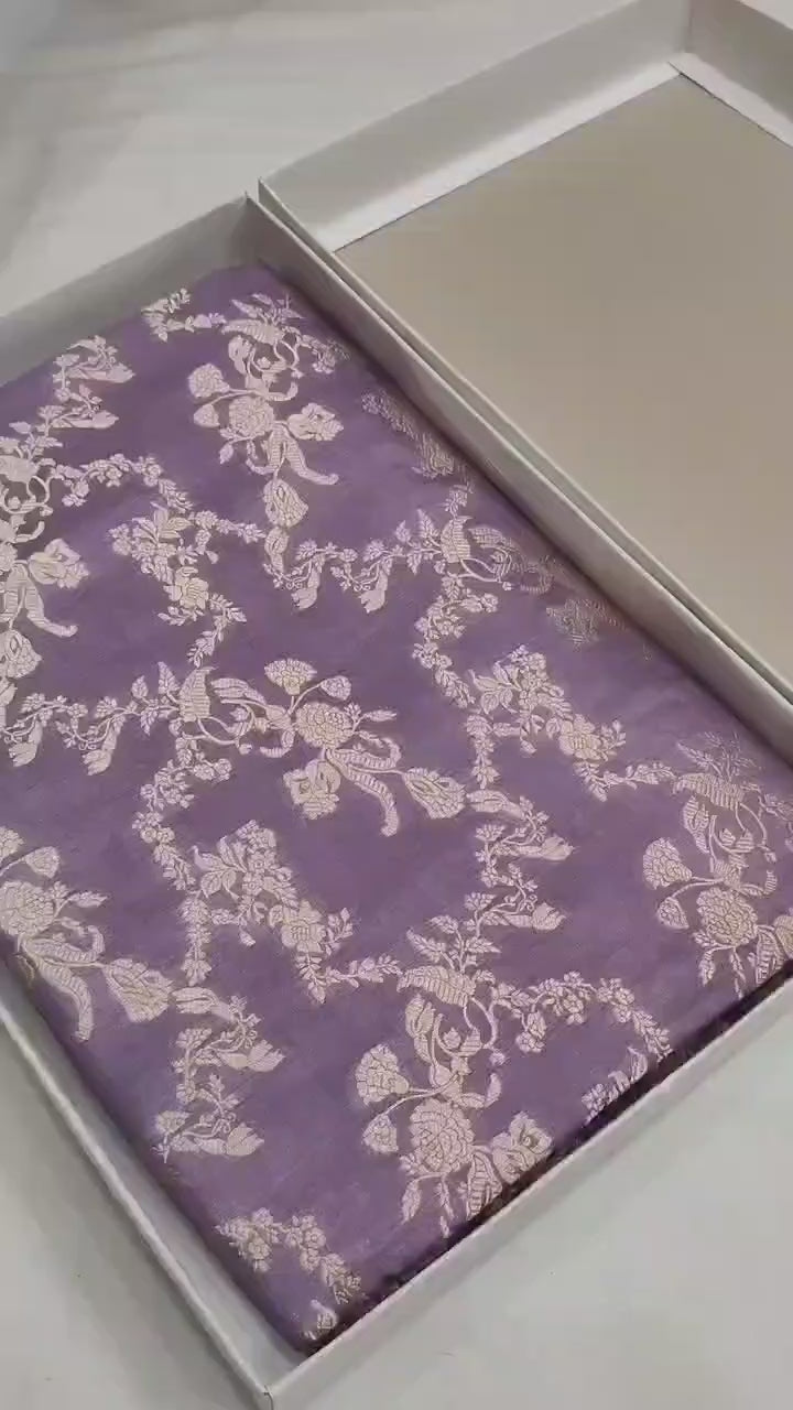 Pure Katan Silk Banarasi Saree with Jaal Work