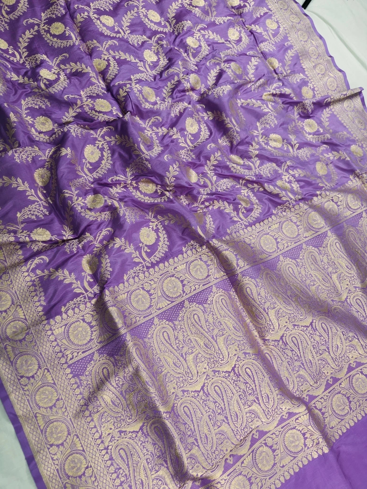 Pure Katan Silk Jaalwork Banarasi Saree Red Uppada Weave Handwoven Festive - Katan Banaras