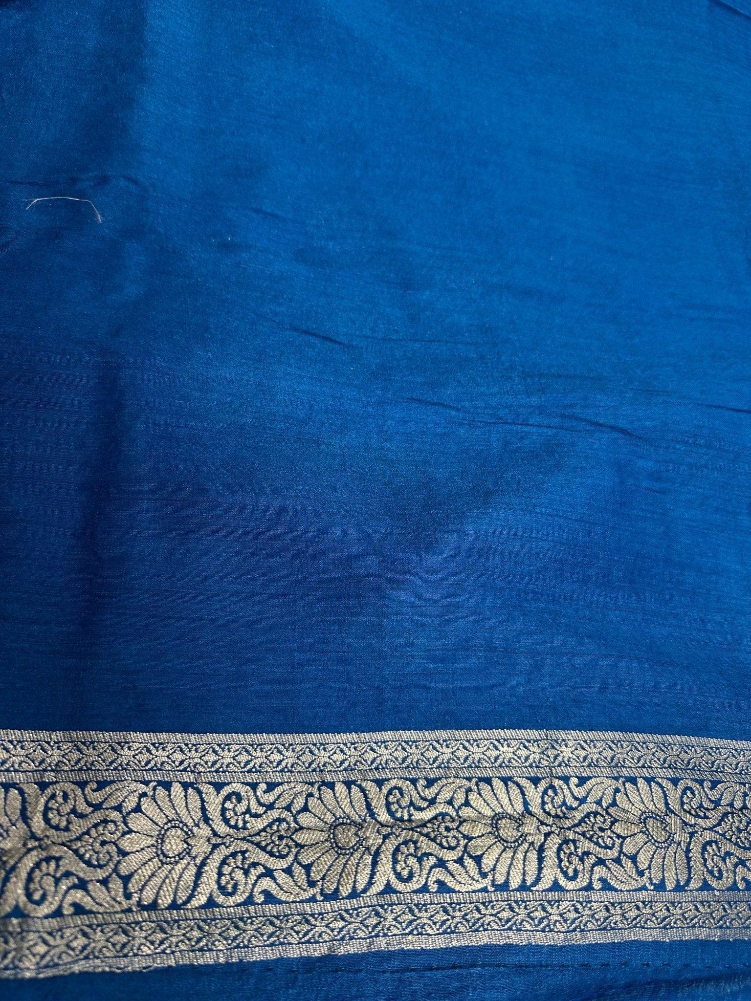 Pure Moonga Silk Banarasi Saree - Handwoven Elegance from Varanasi - Katan Banaras - back view | Pure Moonga Silk Banarasi Saree