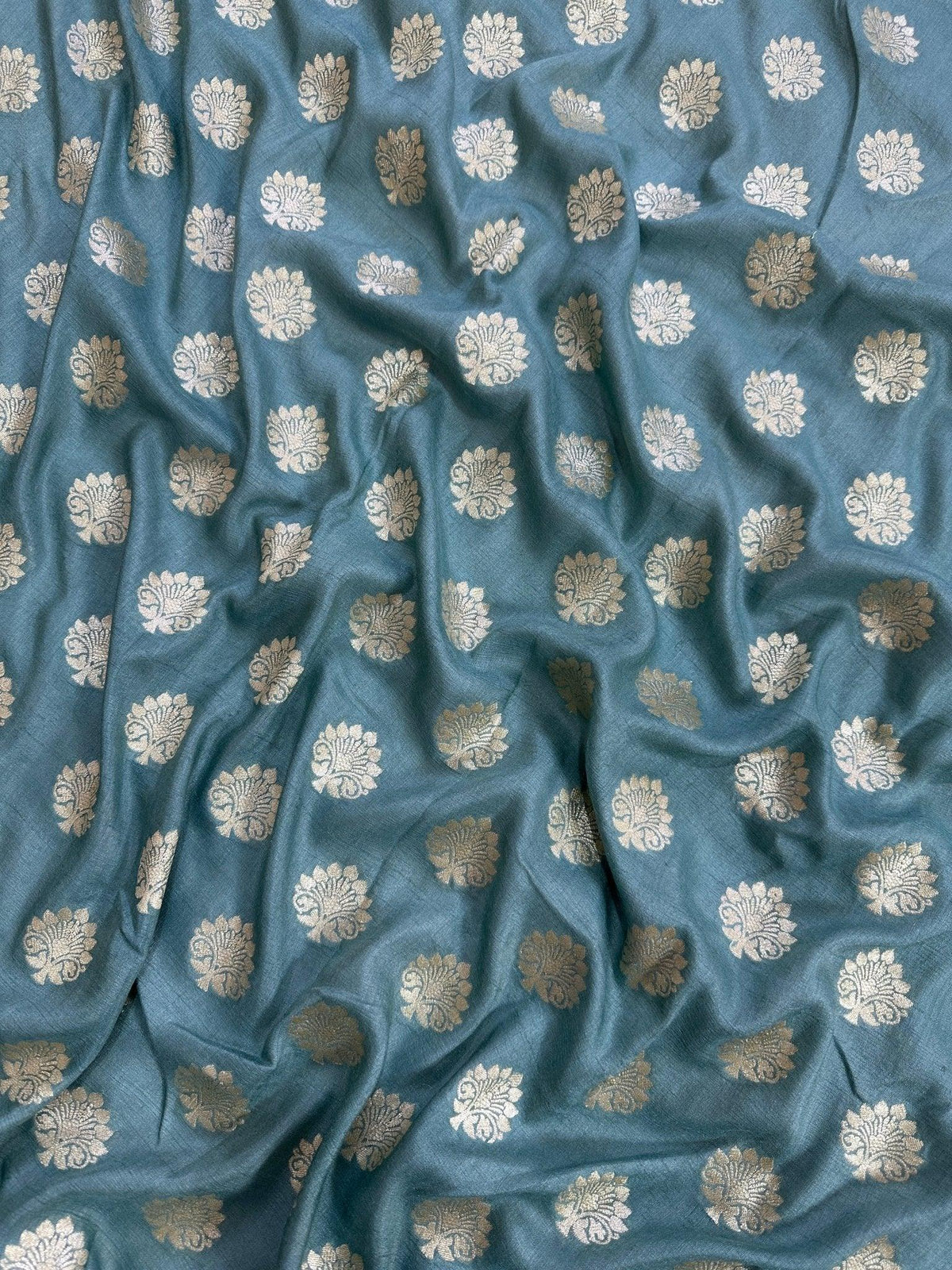 Pure Moonga Silk Banarasi Saree - Handwoven Elegance from Varanasi - Katan Banaras - drape side view | Pure Moonga Silk Banarasi Saree