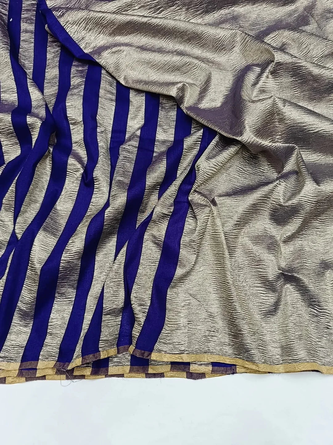 Pure Moonga Silk Banarasi Saree - Kadhua Zari Woven Luxury Saree from Varanasi - border detail | Pure Moonga Silk Banarasi Saree