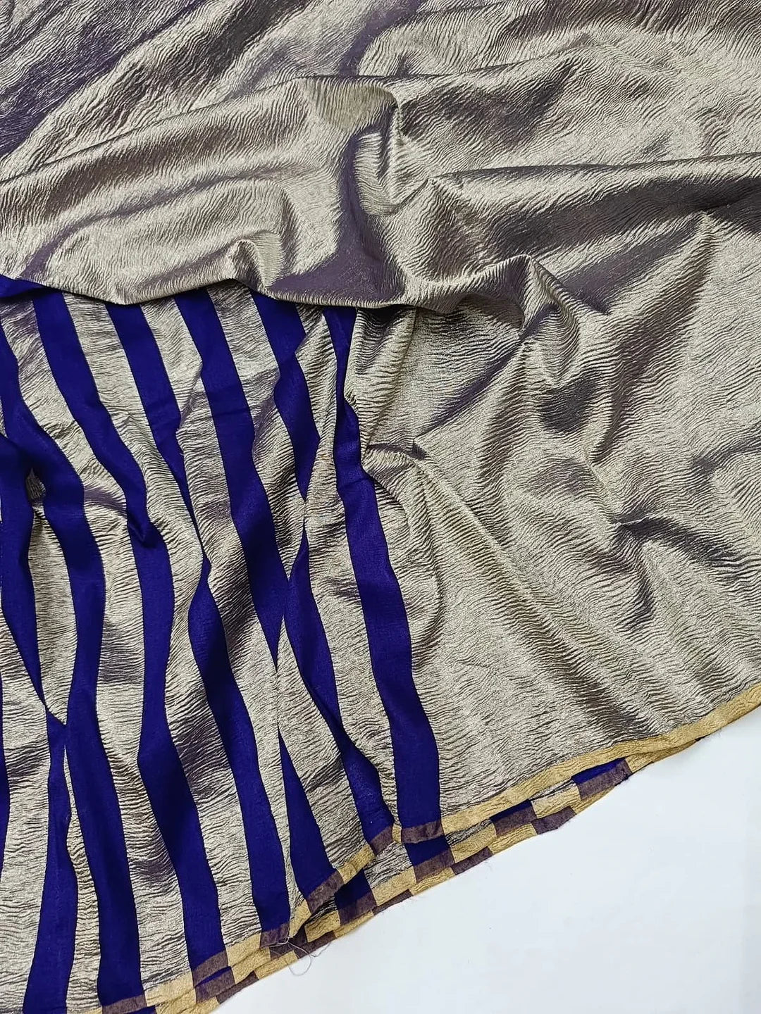 Pure Moonga Silk Banarasi Saree - Kadhua Zari Woven Luxury Saree from Varanasi - front view | Pure Moonga Silk Banarasi Saree