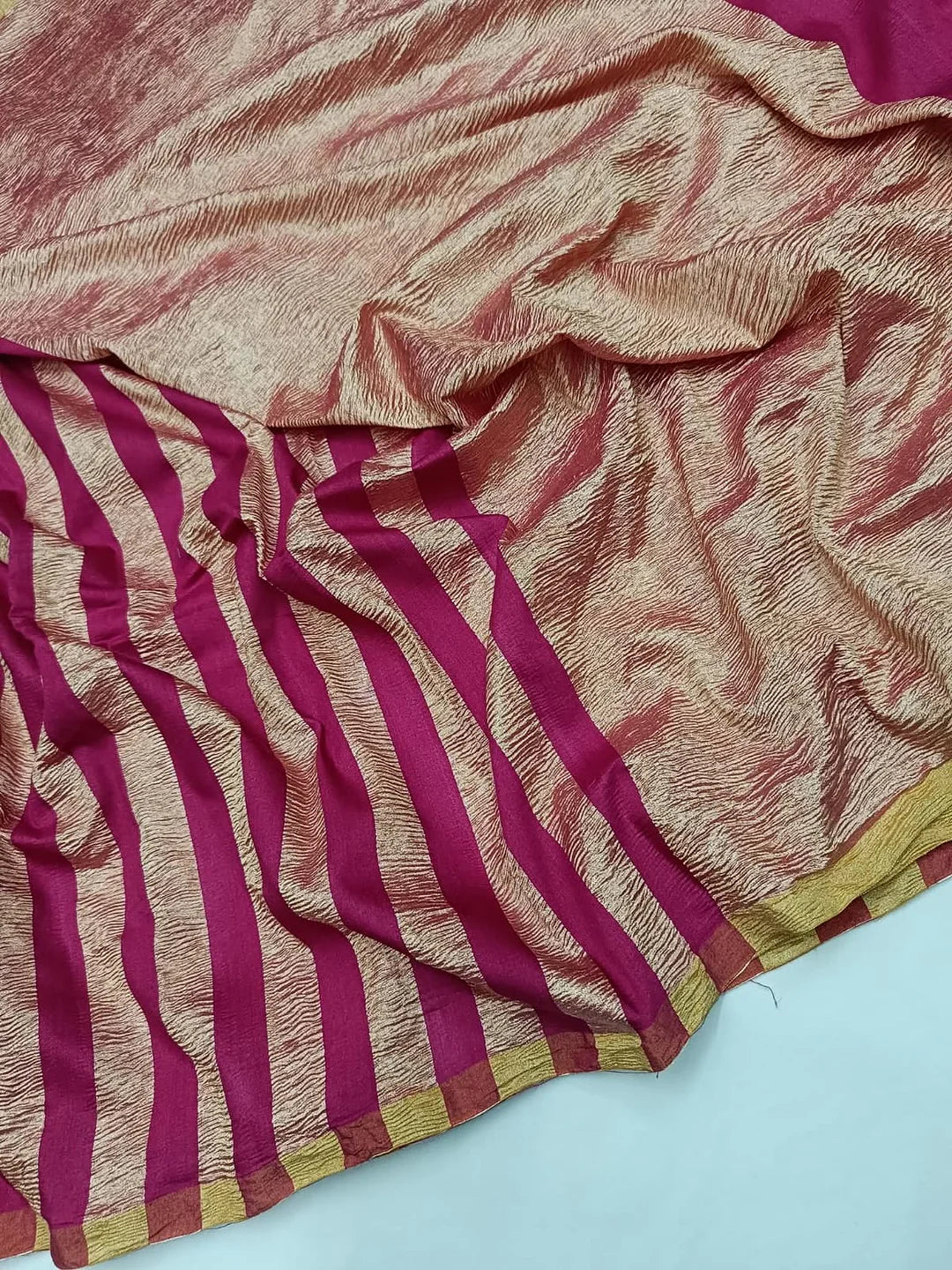 Pure Moonga Silk Banarasi Saree - Mughal Jaal Zari Woven Luxury Saree - front view | Pure Moonga Silk Banarasi Saree