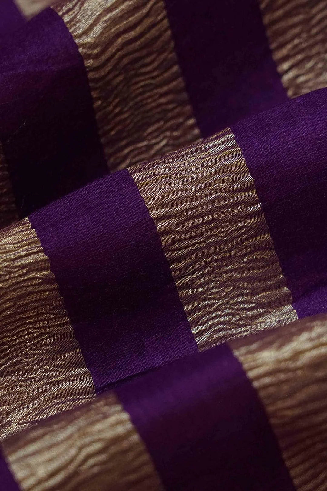 Pure Moonga Silk Banarasi Saree - Zari Strips Woven Luxury Silk Saree - pallu closeup | Pure Moonga Silk Banarasi Saree
