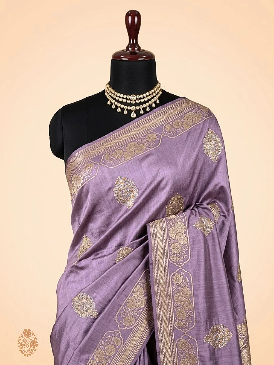 Pure Katan Silk Kadhwa Buta Banarasi Saree | Sona Rupa Zari | Lavender