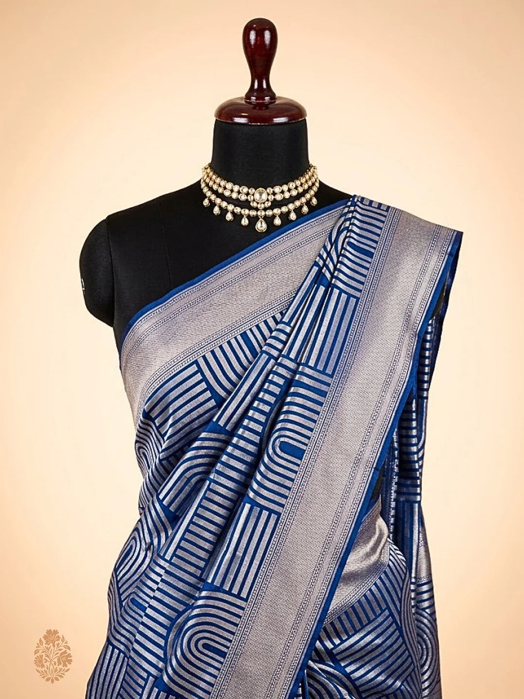Pure Katan Silk Banarasi Saree in Royal Blue | Silver Zari Arch Handloom Saree