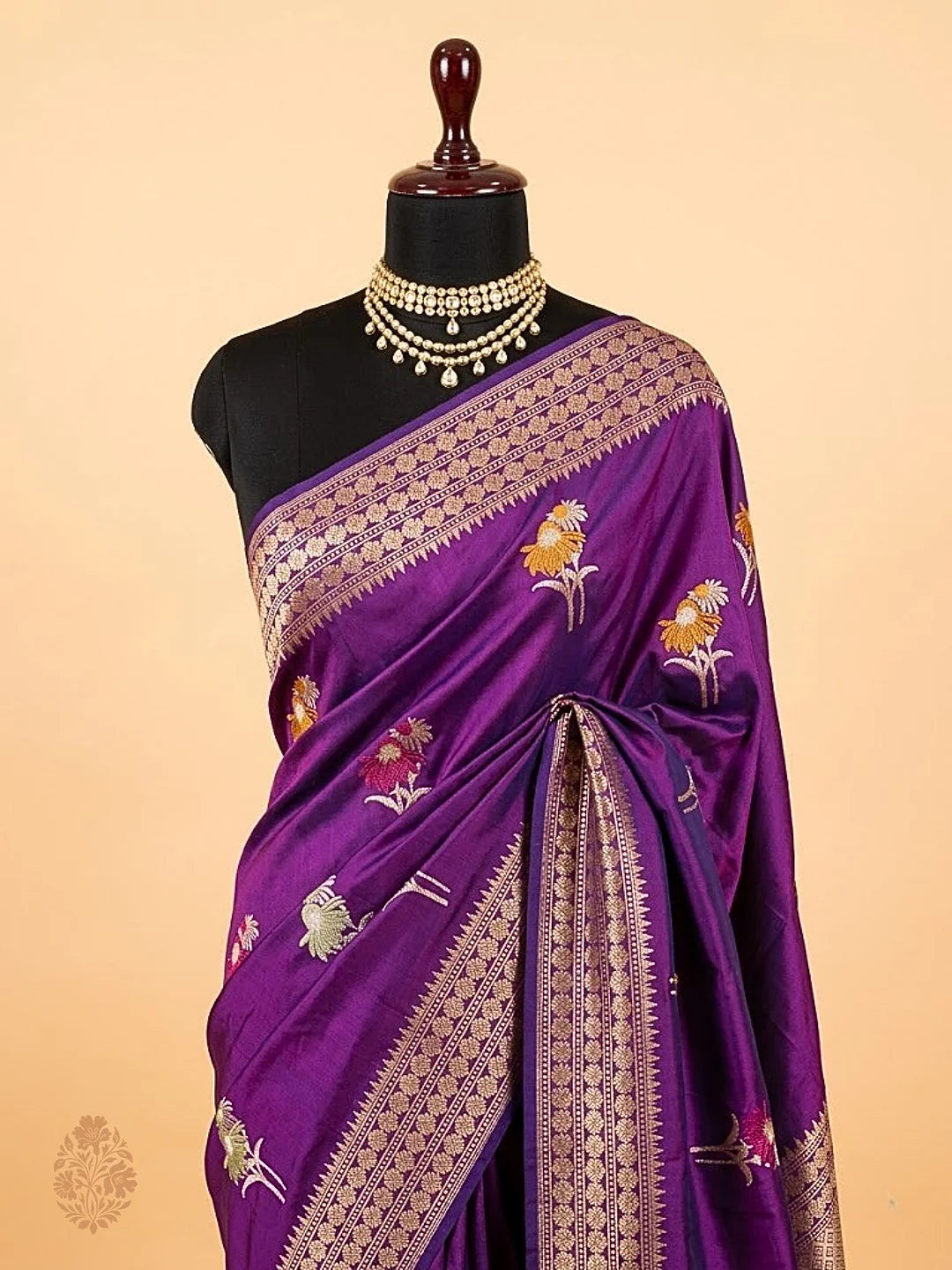 Pure Katan Silk Kadhwa Buta Banarasi Saree in Purple – Sona Rupa Zari with Tilfi Minakari
