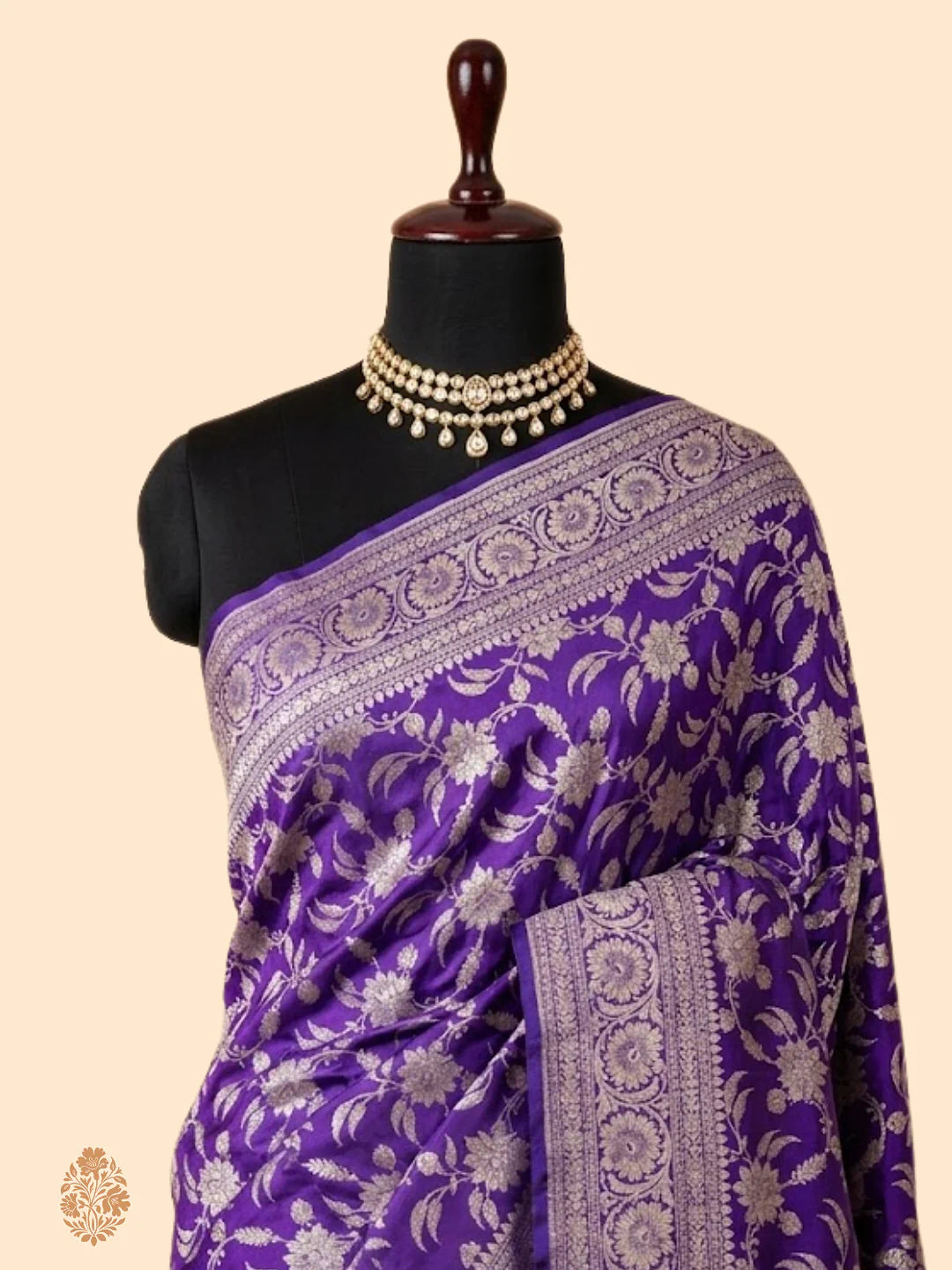 Pure Katan Silk Jaalwork Banarasi Saree – Royal Purple Uppada Weave | Handwoven Festive Saree