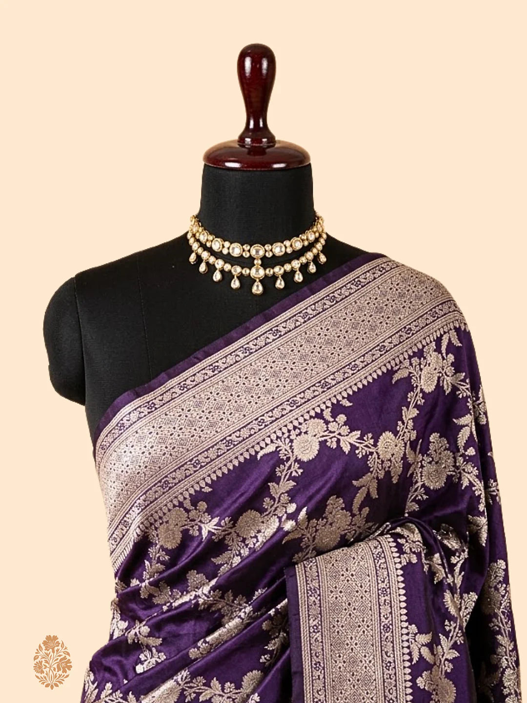 Deep Purple Pure Katan Silk Jaalwork Banarasi Saree – Uppada Handwoven Festive Wear