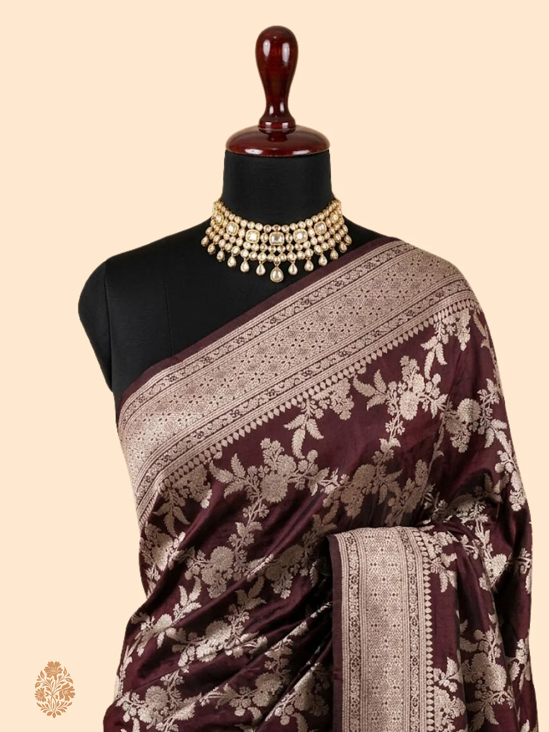 Garnet Pure Katan Silk Jaalwork Banarasi Saree – Uppada Handwoven Festive Wear