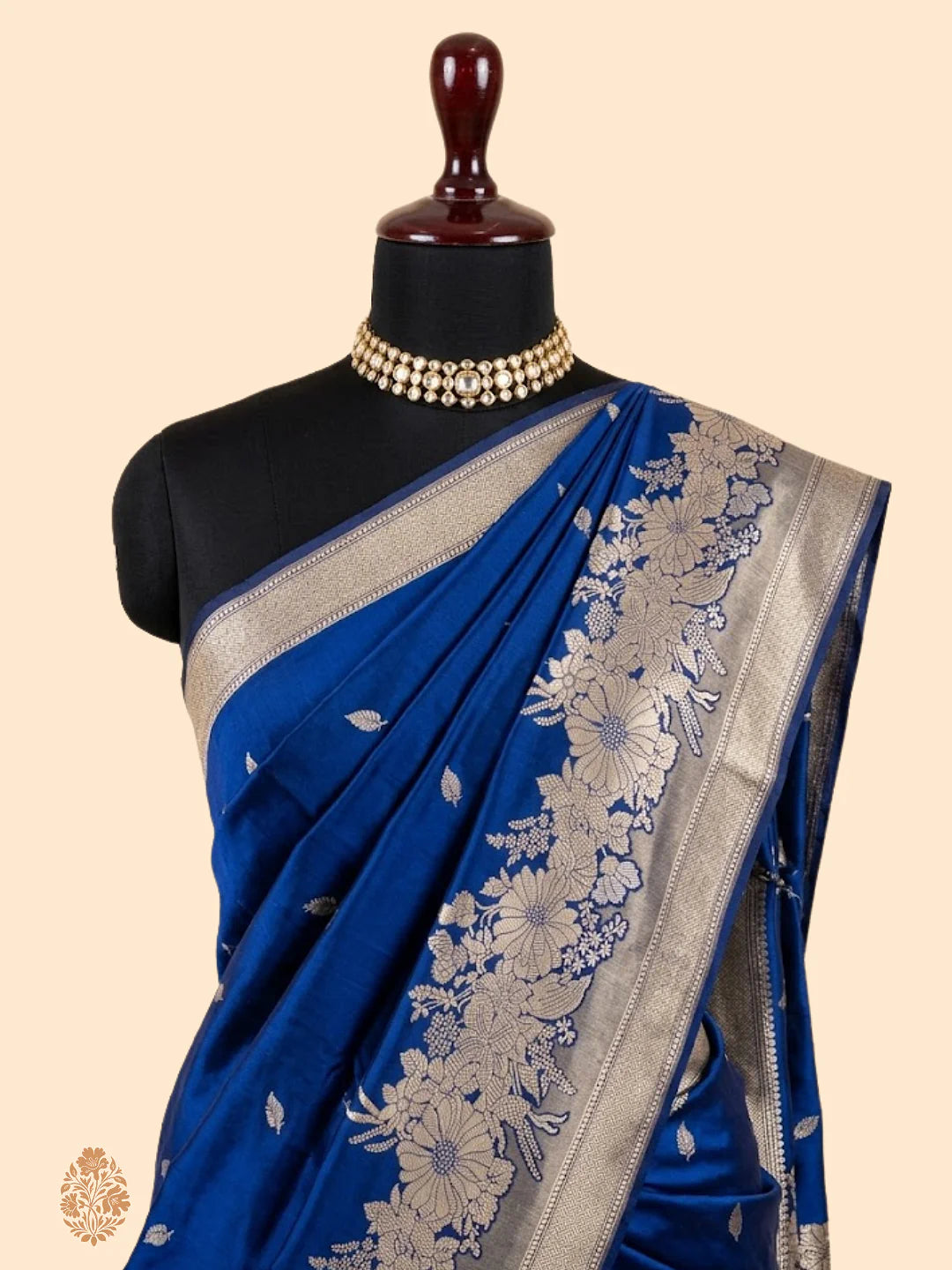 Royal Blue Pure Katan Silk Kadhwa Banarasi Saree – Real Zari Alfi Handloom Masterpiece