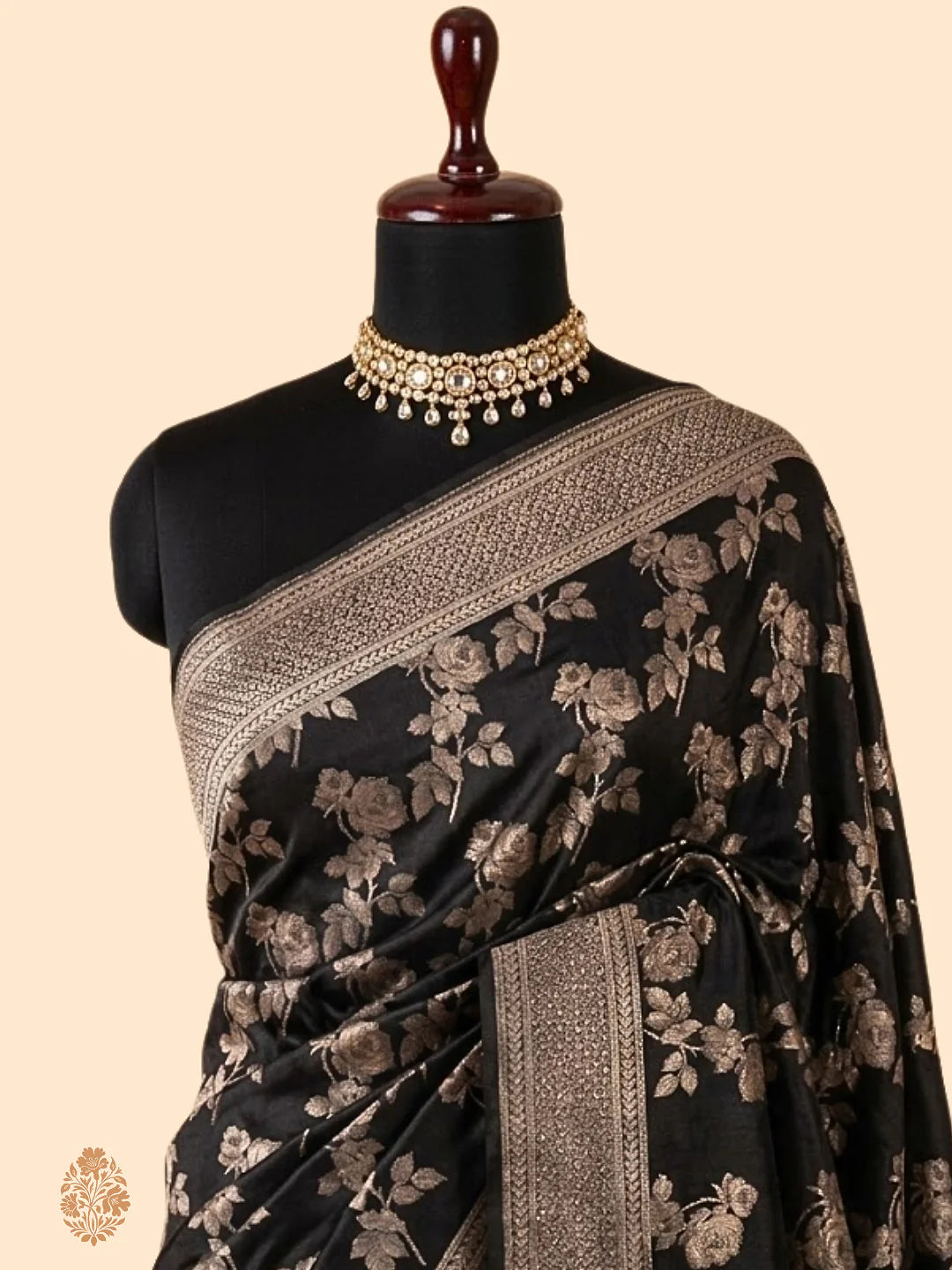 Black Pure Katan Silk Jaalwork Banarasi Saree – Uppada Handwoven Festive Wear