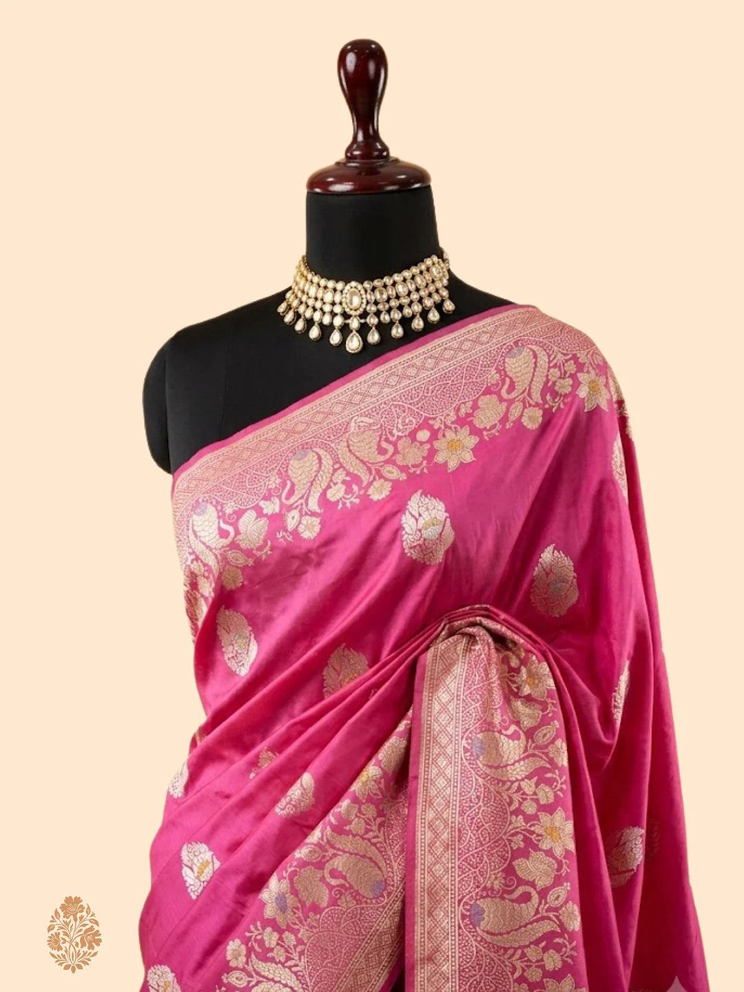 Pure Katan Silk Banarasi Saree in Soft Pink | Katan Banaras