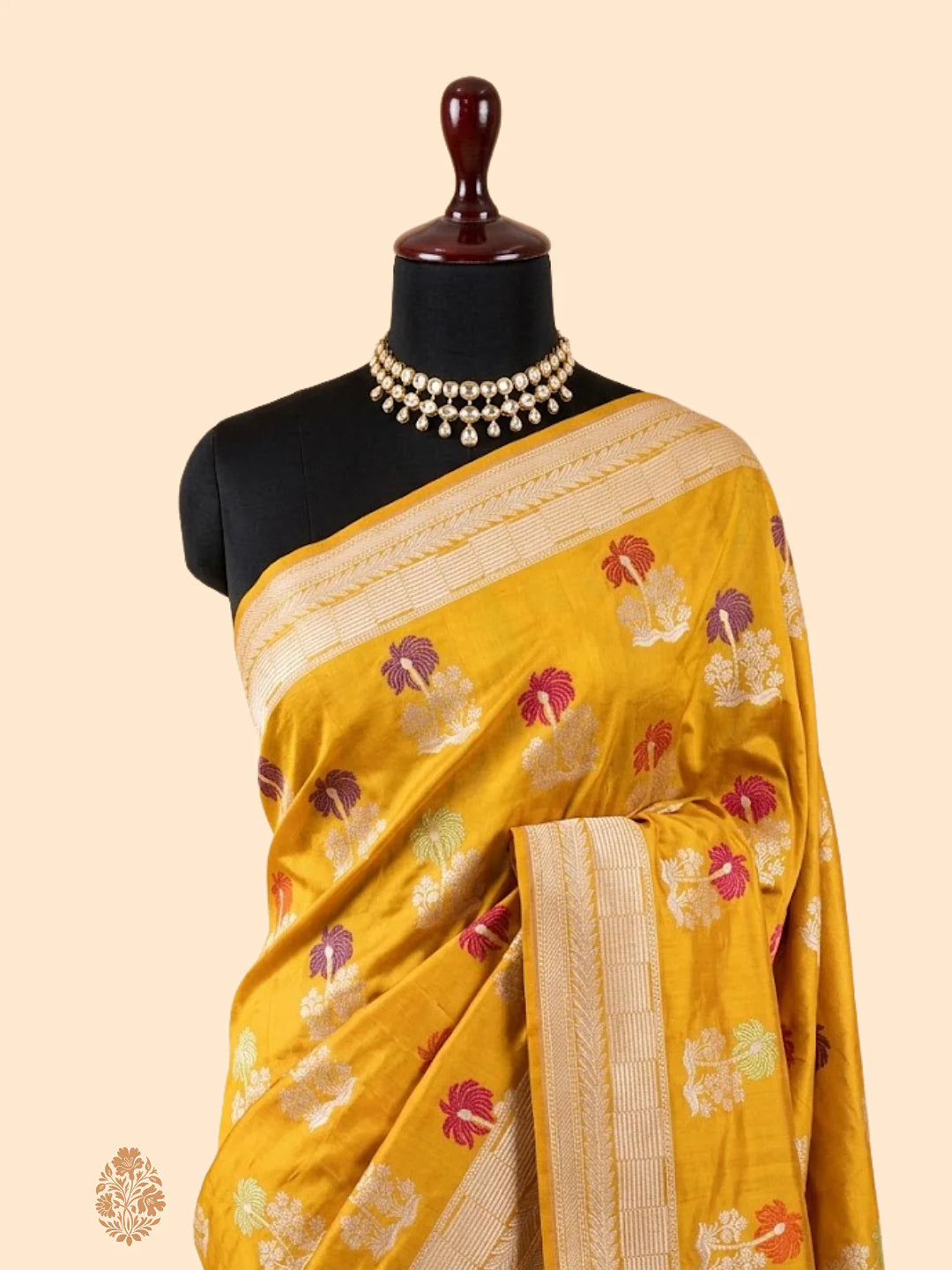 Pure Katan Silk Banarasi Saree | Intricate Minakari Uppada Weave | Mustard Yellow