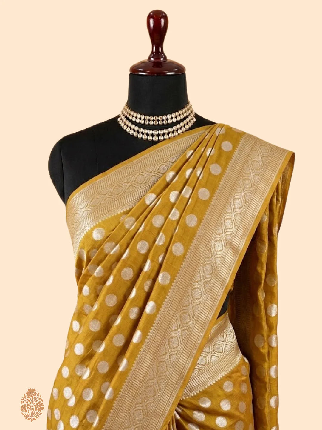 Deep Mustard Pure Moonga Silk Banarasi Saree – Uppada Handwoven Festive Wear