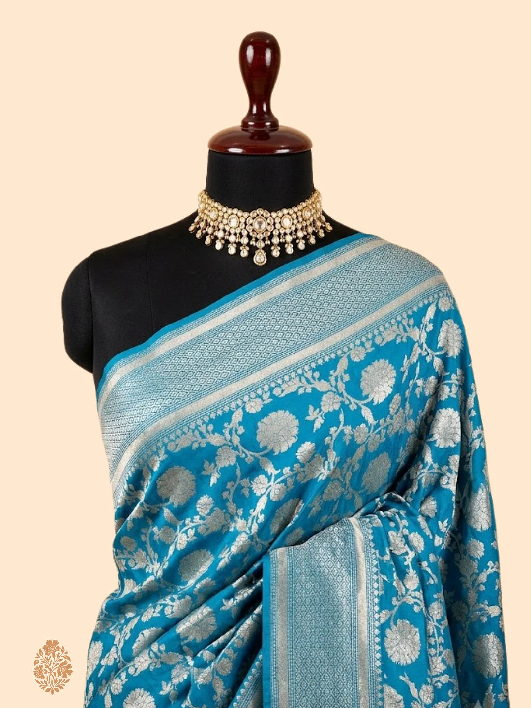 Pure Moonga Silk Banarasi Saree – Sky Blue & Grey Uppada Handwoven Festive Wear